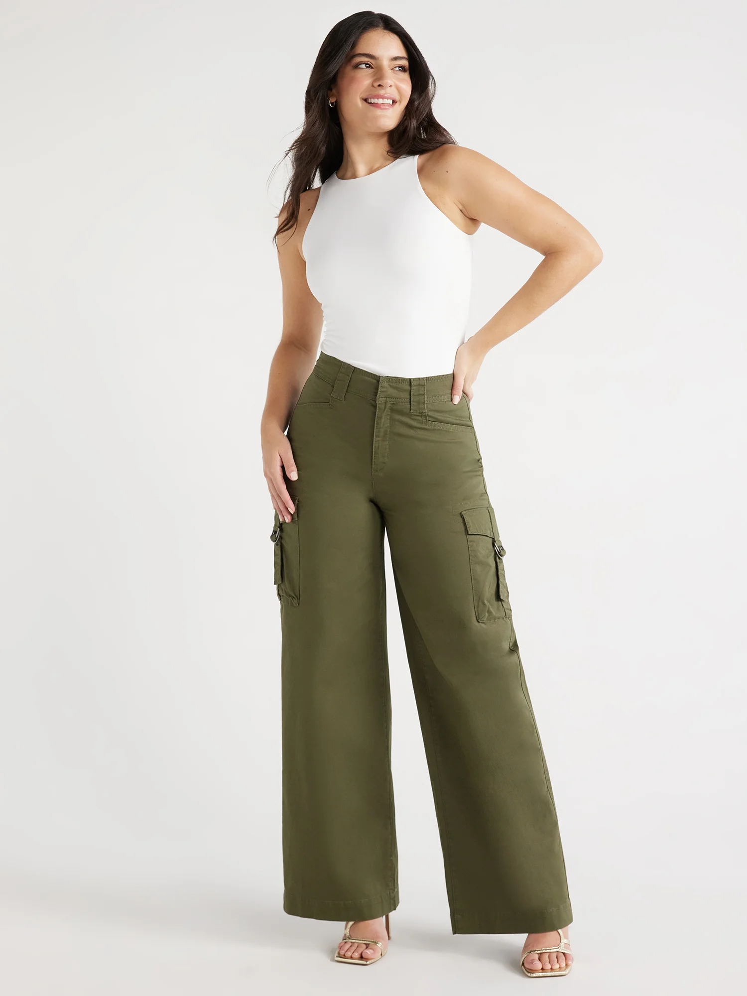 Sofia Jeans Women's Wide Leg Cargo Pants, 32