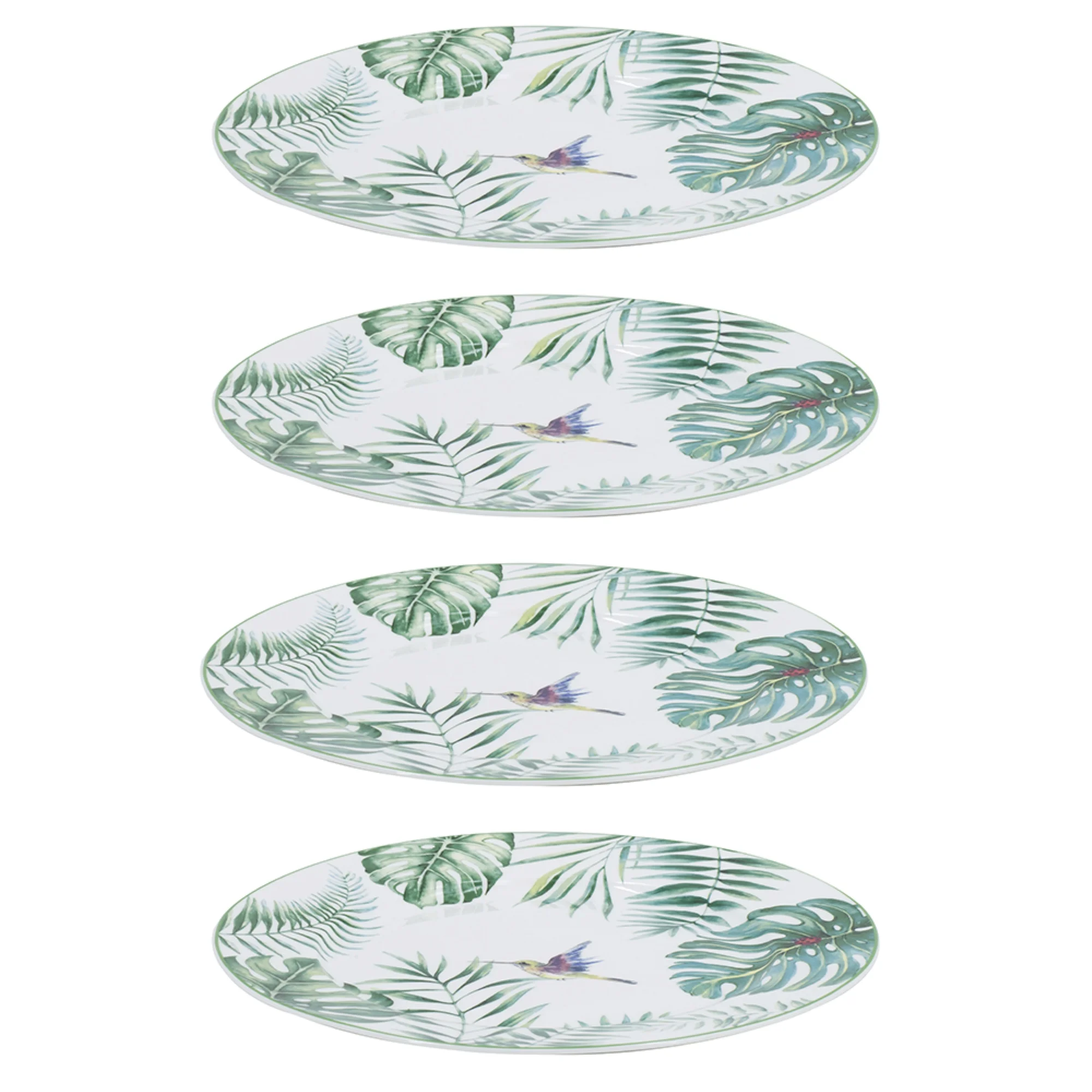 CC Home Furnishings Botanical Design with a Bird Round Dinner Plates - 10