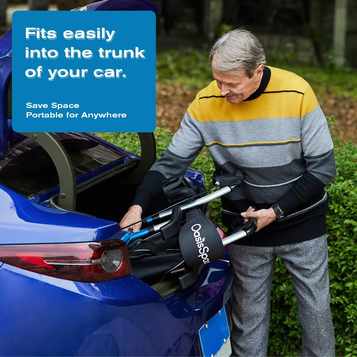 OasisSpace 2 in 1 Rollator Walker with Footrest - Transport Walker Chair with 10 inch Wheels, Walker with Cup Holder for Adult