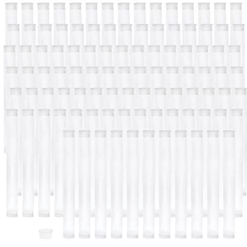 The Beadsmith Clear Plastic Tubes - 5-Inch-Long Round Tubes, 9/16 Inches in Diameter - Flat Caps - Use for Beads, Bath Salts, Wedding & Party Favors, Home or Office Storage - Bag of 100