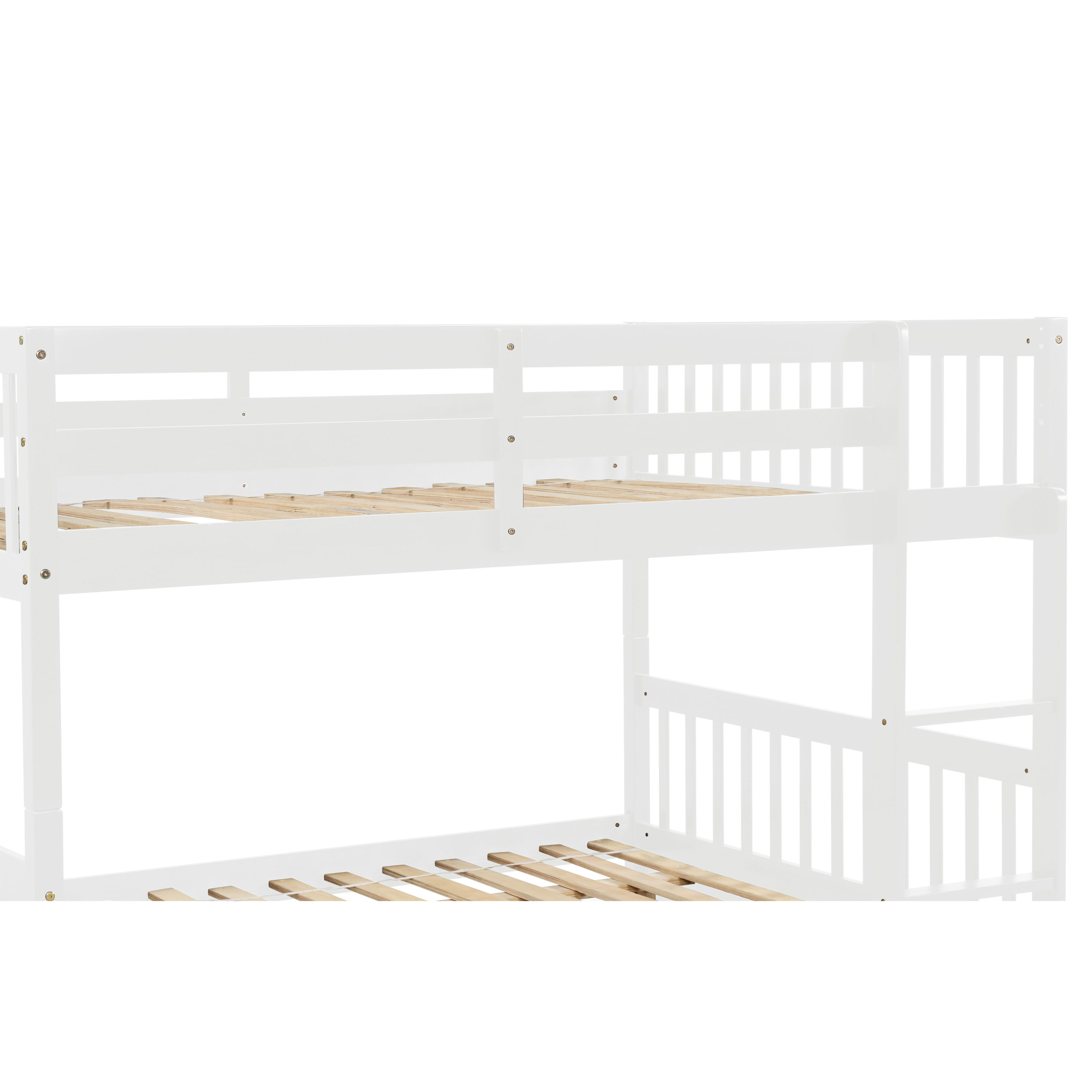 Bellemave Full Over Full Bunk Bed with Trundle,Wooden Trundle Bed Frame with Ladder,Convertible to 2 Platform Beds for Kids Teens Adults(White)
