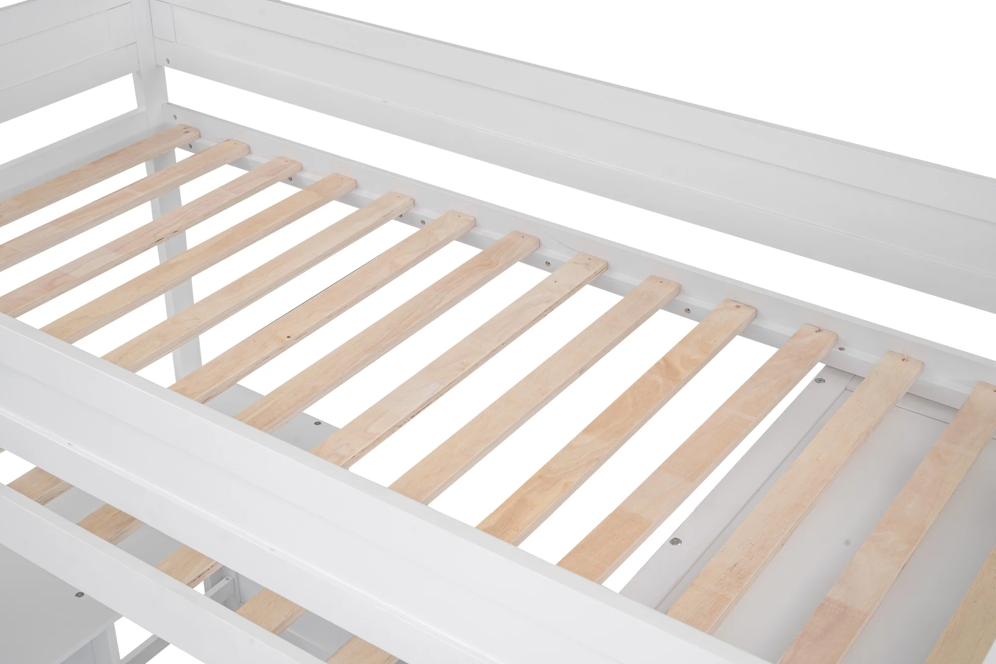 Twin Wood Loft Bed with Wardrobes and 2-Drawer Desk with Cabinet, Loft Twin Bed with Desk for Teenagers, Multiple Functions Bed, Easy to Assemble (White)