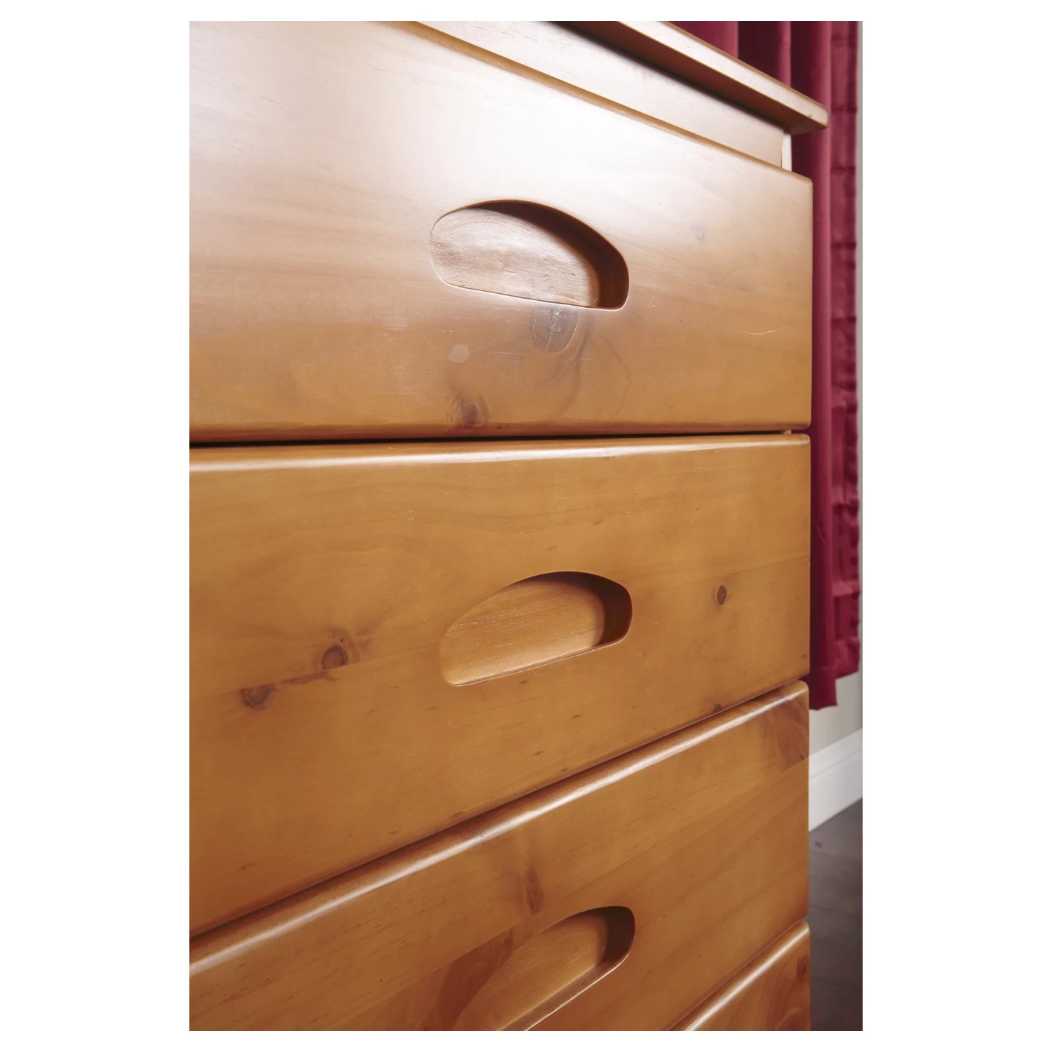 American Furniture Classics Model 82155 Solid Pine Five Drawer Chest in Warm Honey