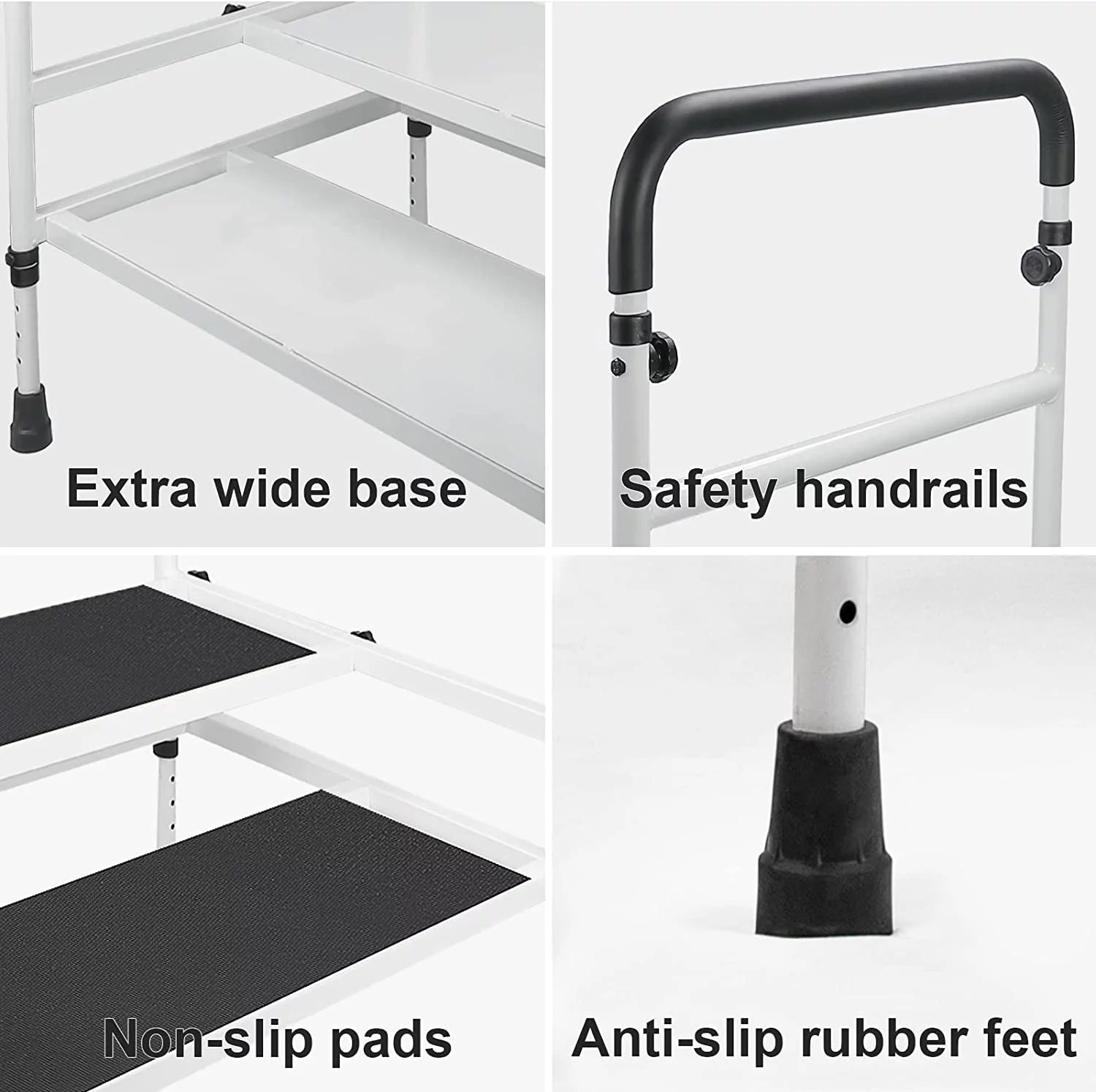 ARKANTOS Bed Step Stool with Adjustable Handrail and Sensor Light, Non-Slip, Holds up to 500lbs, Safety Bed Rail for Elderly, Pregnant, Handicapped