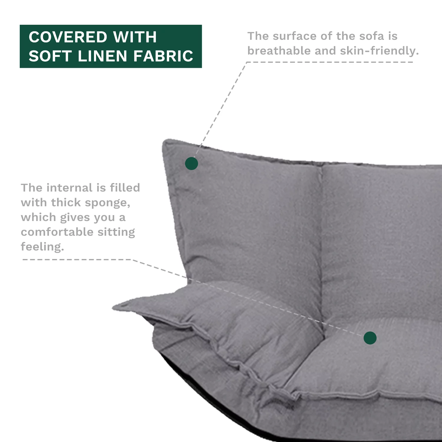 Lazy Sofa Futons Sets Folding Sofa Bed Adjustable Sofa TV Floor Couch | Dark Grey