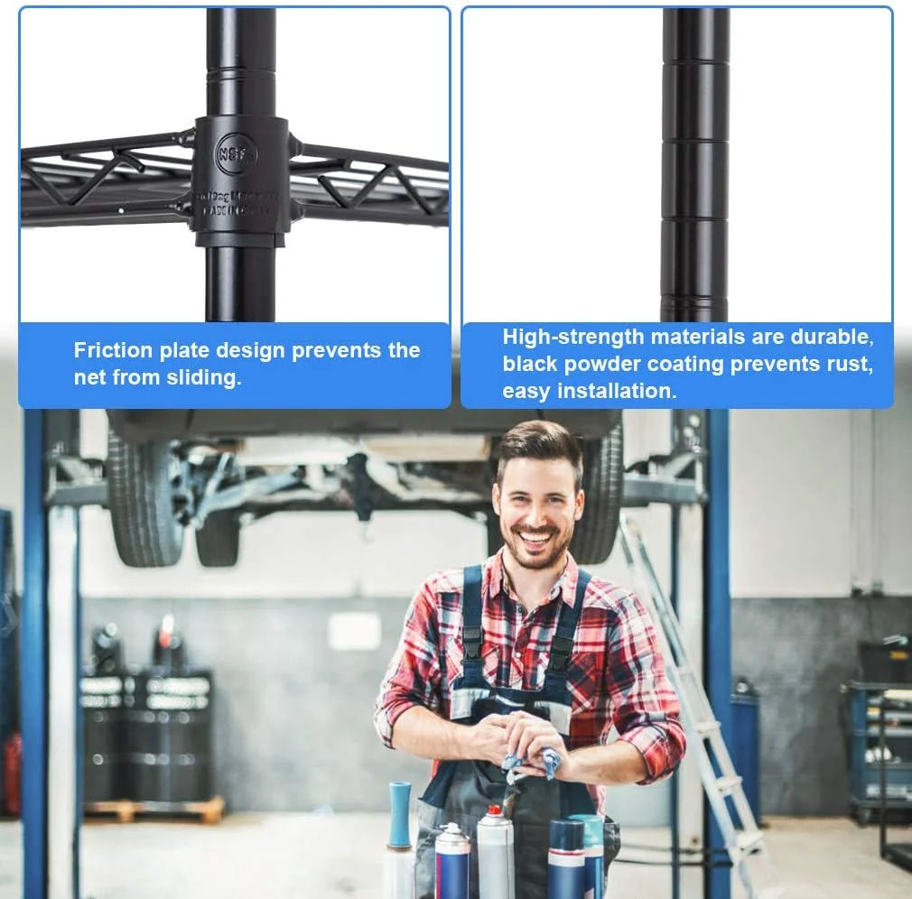 BestOffice 18x48x78 Wire Shelving with Wheels 6-Shelf Adjustable Heavy Duty Storage Shelves Metal Shelves Storage Unit Shelf,6000 LBS (Black)