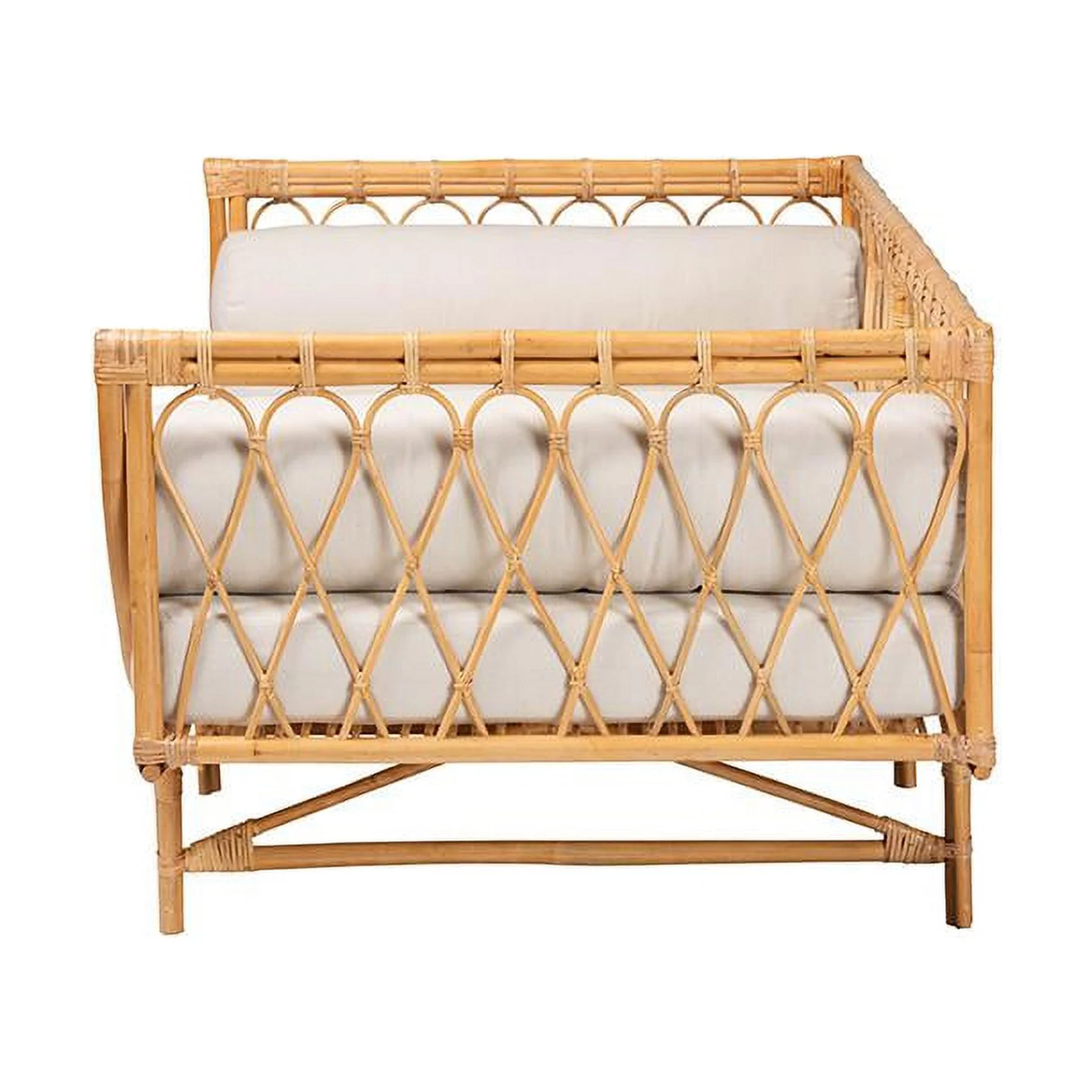 bali & pari Davida Modern Bohemian Natural Brown Rattan Daybed