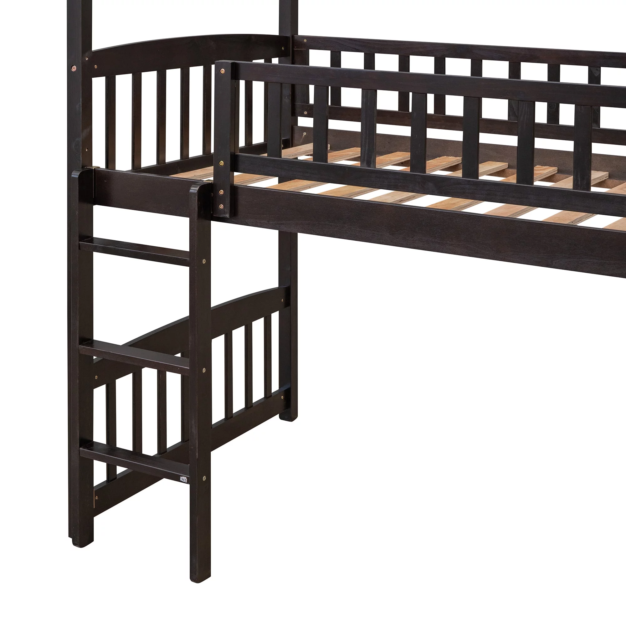 CoSoTower Twin Loft Bed with Slide, House Bed with Slide, Espresso