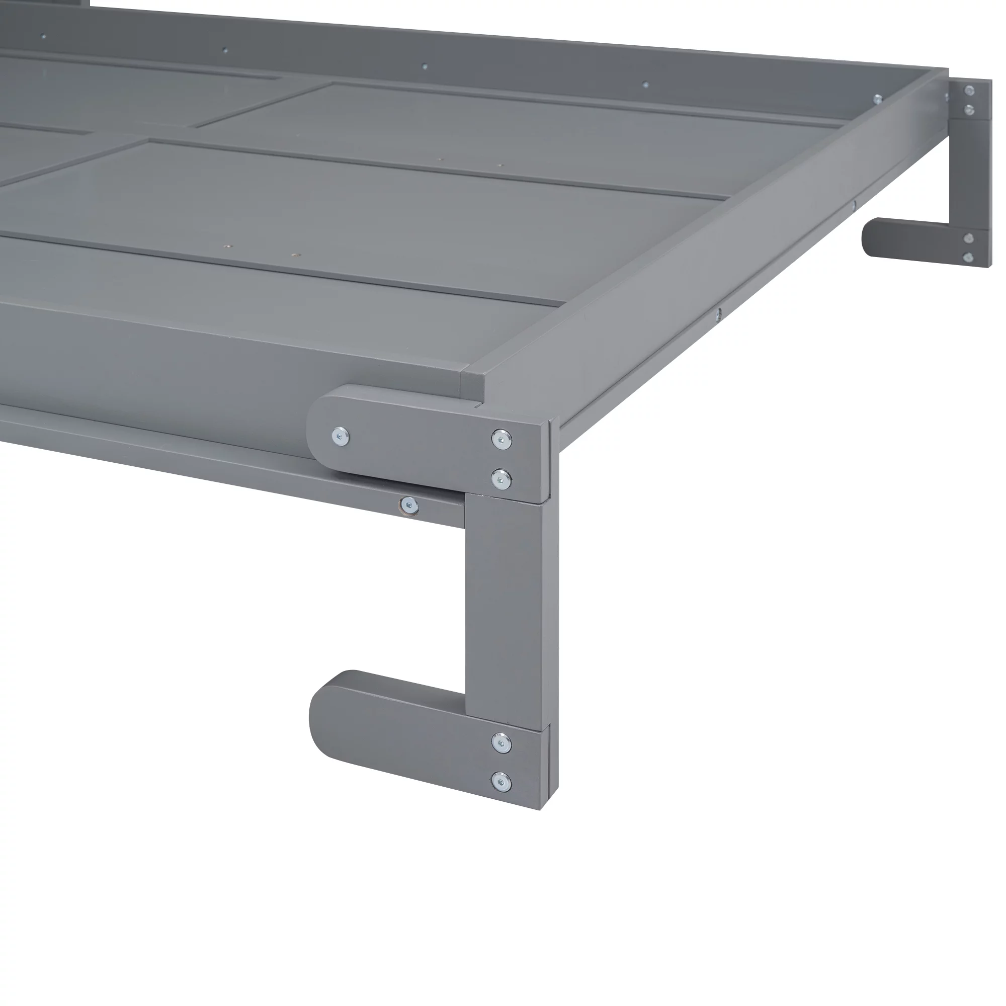 Euroco Queen Size Murphy Bed with Desk and Shelf, Convertible Wall Bed into a Cabinet for Living Room, Guests Room, Space-Saving & Easy Open and Close, Gray