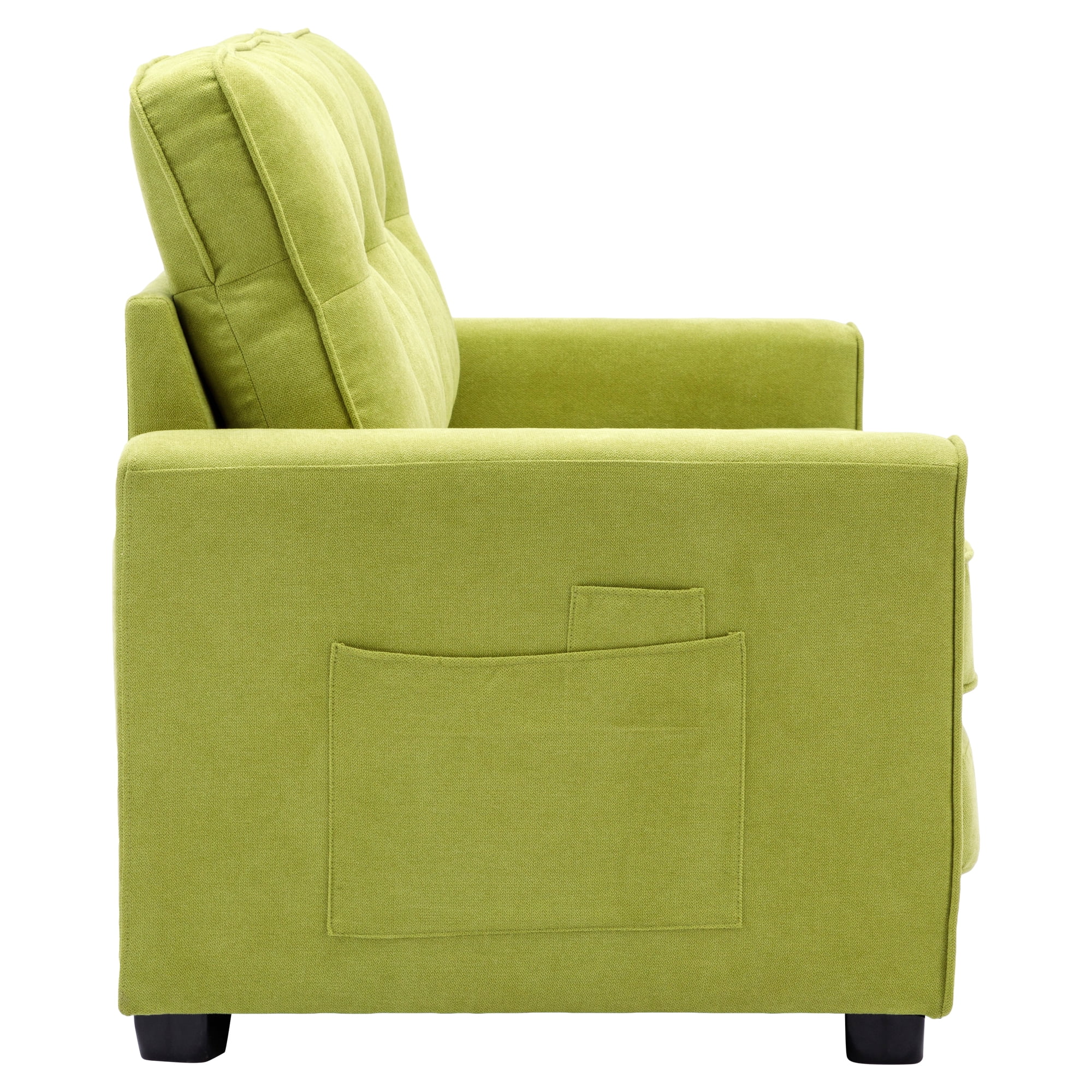 Churanty Convertible Sofa Bed Pull Out Sleeper Loveseat Sofa Chenille Upholstered Couch with Side Pockets for Small Space,Green