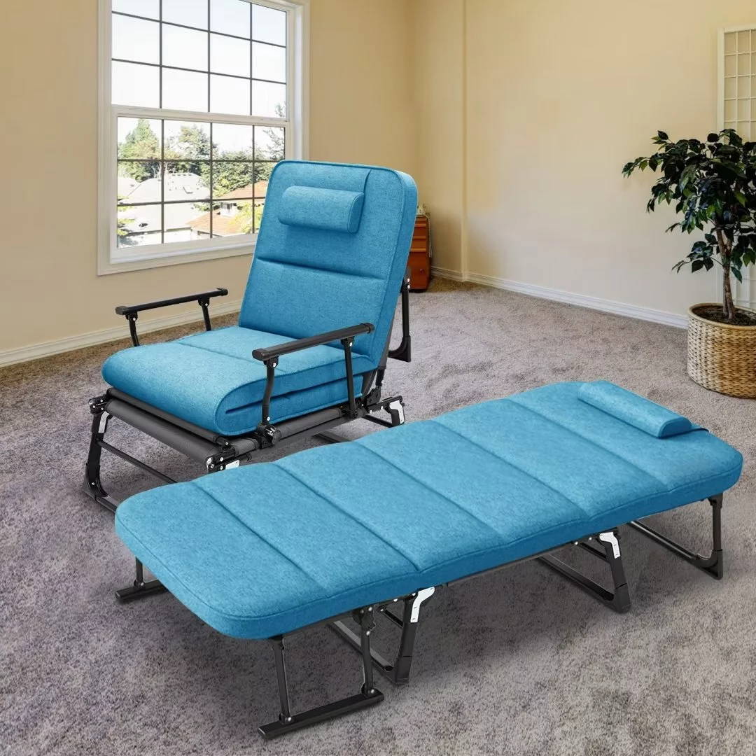 Docred 6-Fold Sleeping Cots for Adults, Folding Chaise Lounge Chairs Outdoor, Portable Folding Bed Cot Lounge Chair for Beach Lawn Camping Pool Sun Tanning