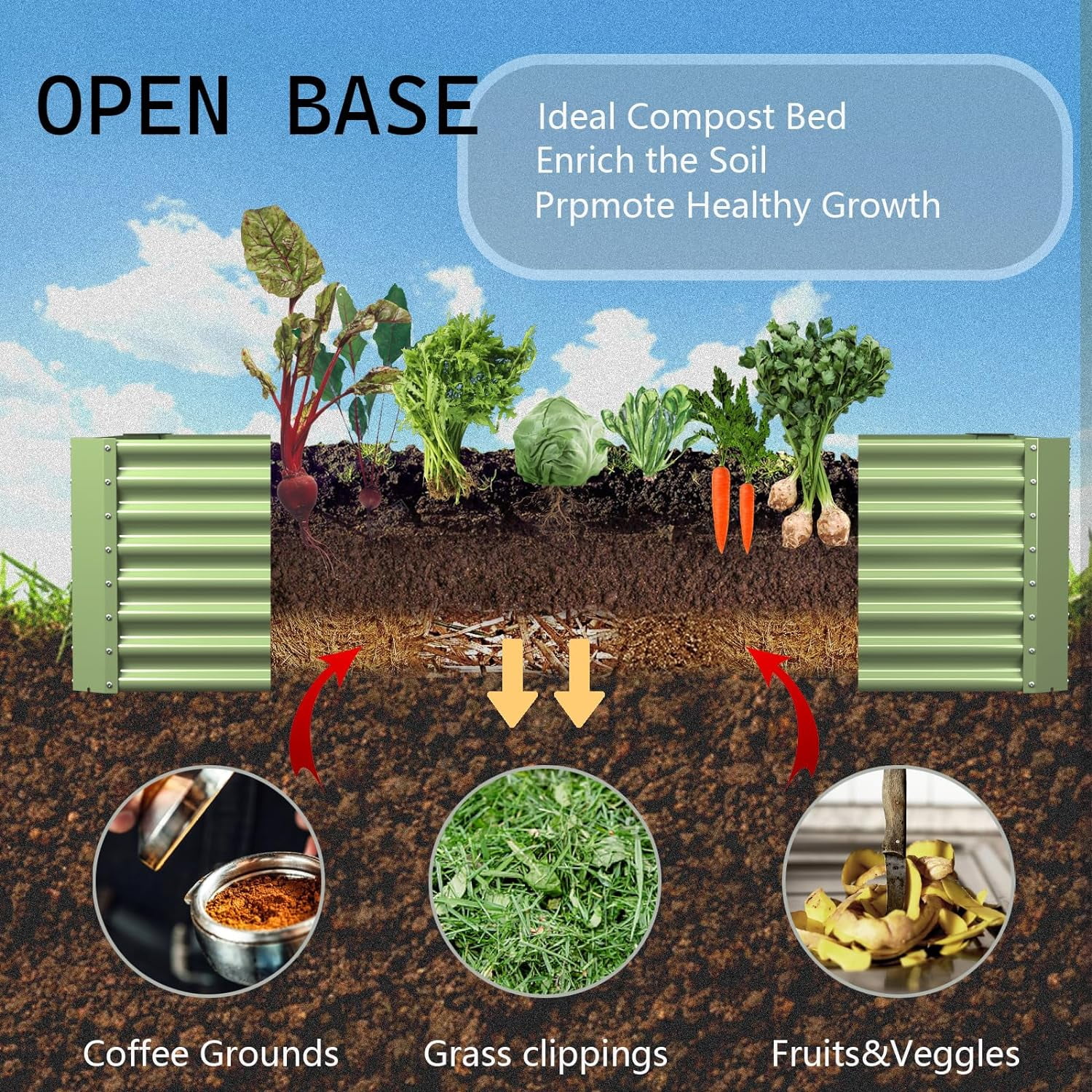 OGKBIR 8x4x2ft Galvanized Metal Raised Garden Bed for Vegetables, Outdoor Garden Raised Planter Box, Backyard Patio Planter Raised Beds for Flowers, Herbs, Fruits (Light Green)