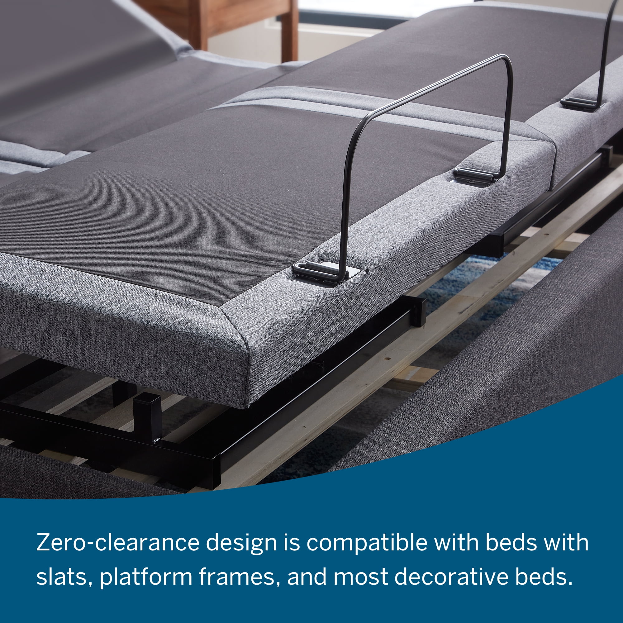 Lucid Premium Steel Adjustable Bed Base with Zero Clearance, King/Split King
