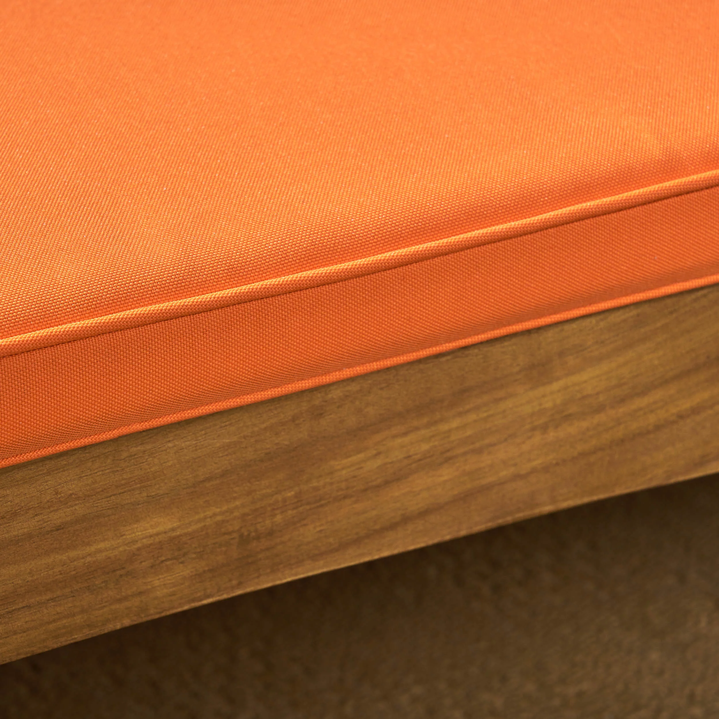 Danielle Outdoor Acacia Wood Double Chaise Lounge with Cushion, Teak, Orange