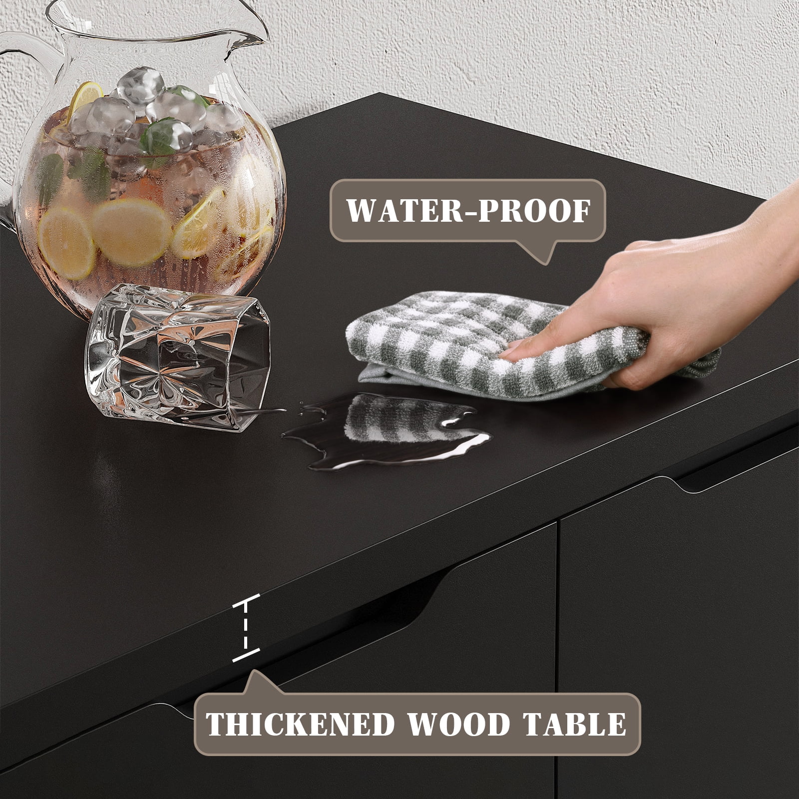 EnHomee Black Tall Dresser Wood 6 Drawer Dressers for Bedroom Wood Chest of Drawers with Smooth Metal Rail Large Dresser Modern Storage Cabinet for Home Office Living Room, 43.3