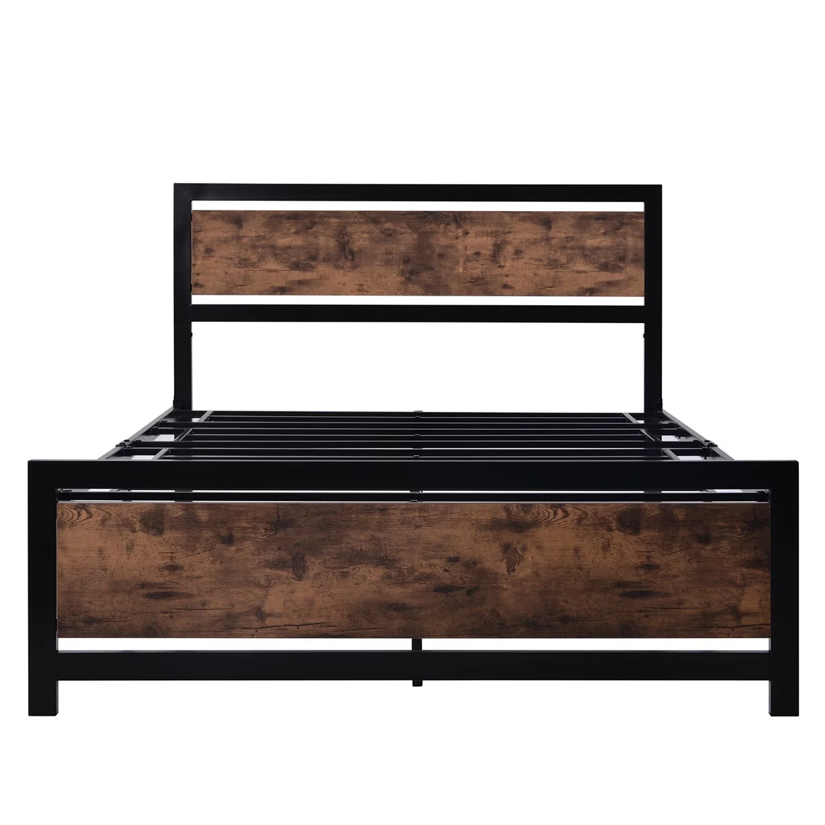 SENTERN Metal and Wood Bed Frame with Headboard and Footboard ,Full Size Platform Bed