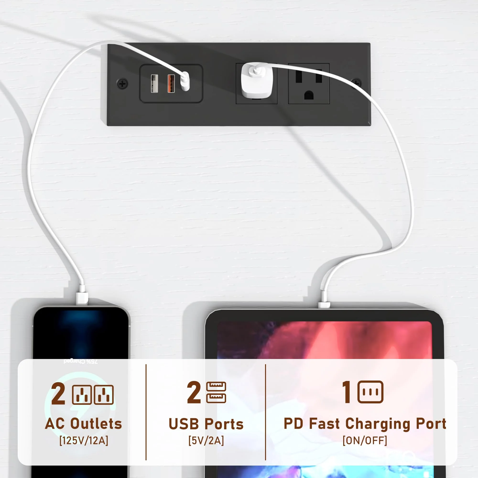 ChVans White 9 Drawer Dresser for Bedroom with Charging Station, 63