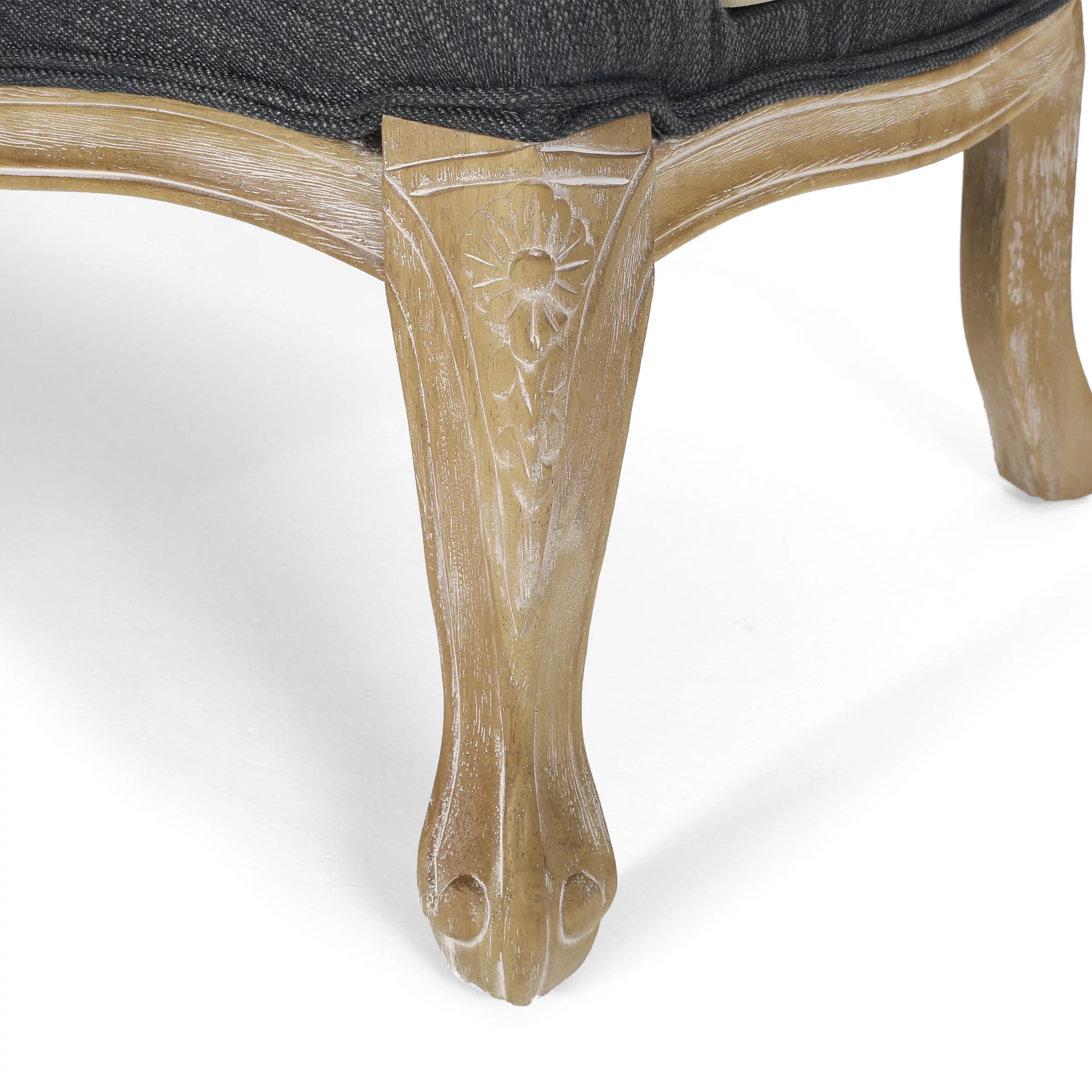 Wistar French Country Wood and Cane Loveseat, Charcoal and Natural