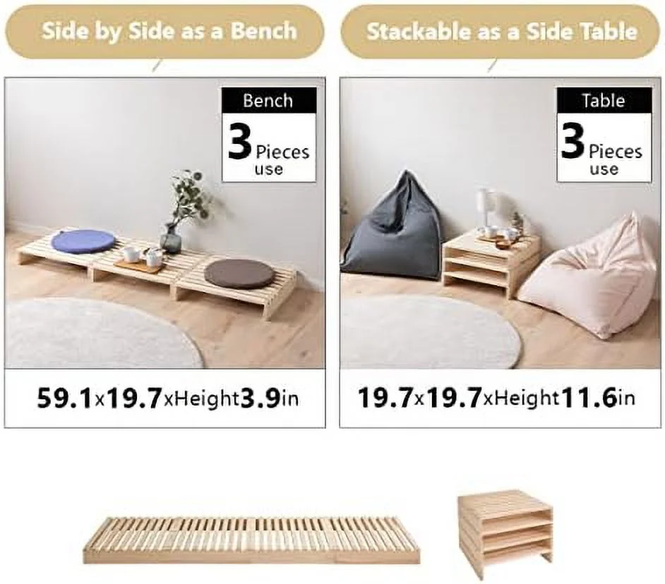 HBBOOMLIFE Pallet Bed Slats Headboard 2-Piece Set (Twin) Pine Wood Natural  Japanese Futon Mattress Floor Sleeping Tatami Mat