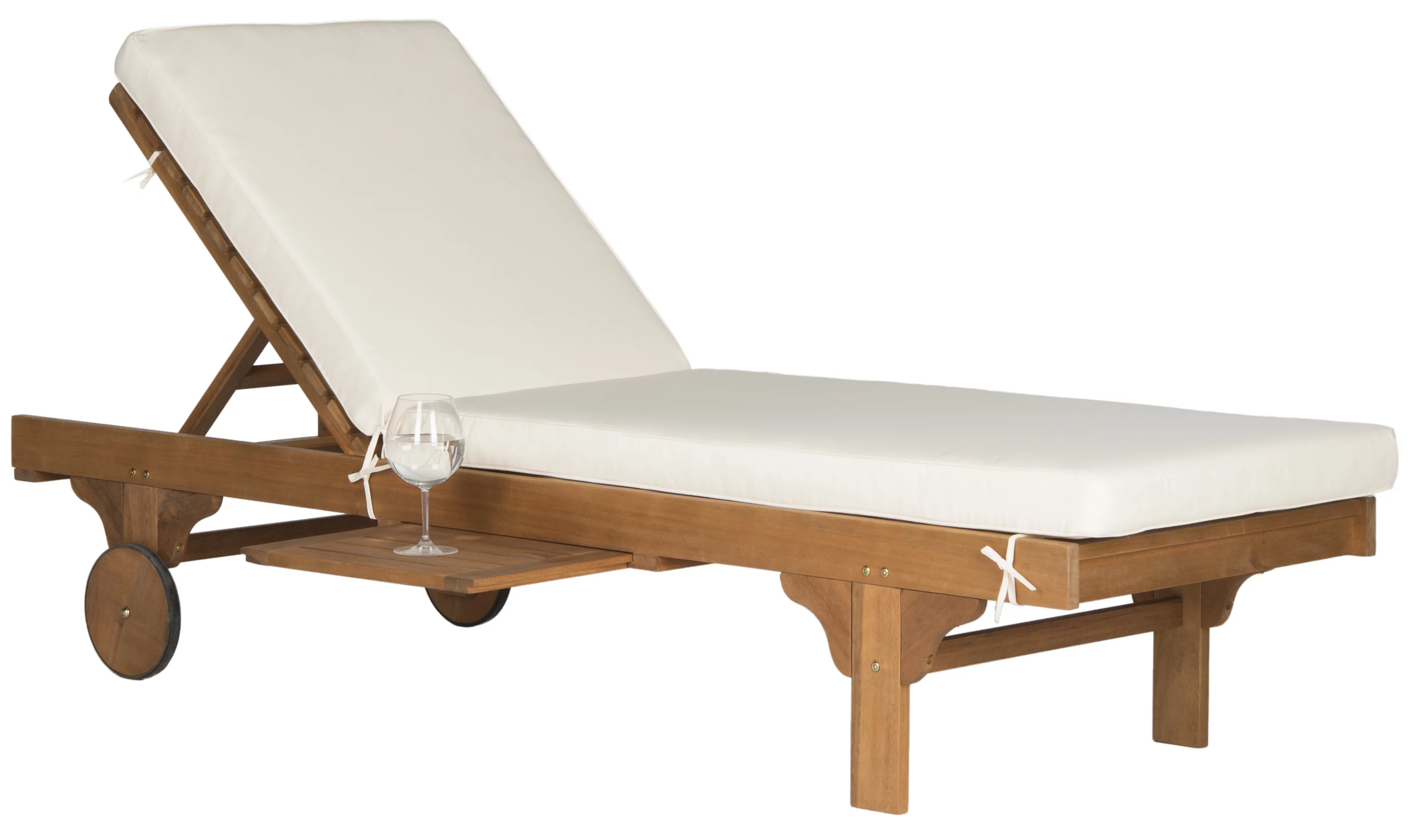 SAFAVIEH Outdoor Collection Newport Chaise Chair & Side Table Natural/Beige