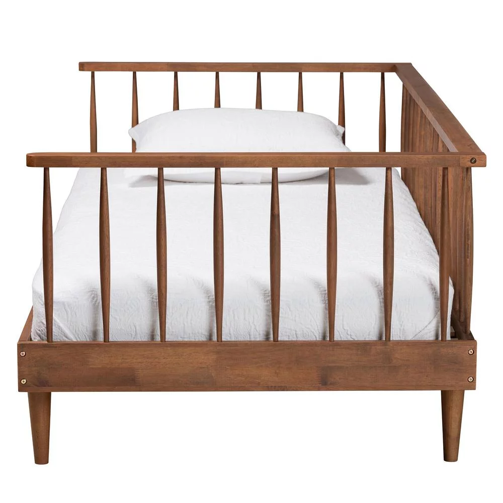 Baxton Studio Matilda Mid-Century Modern Ash Walnut Finished Wood Twin Size Daybed
