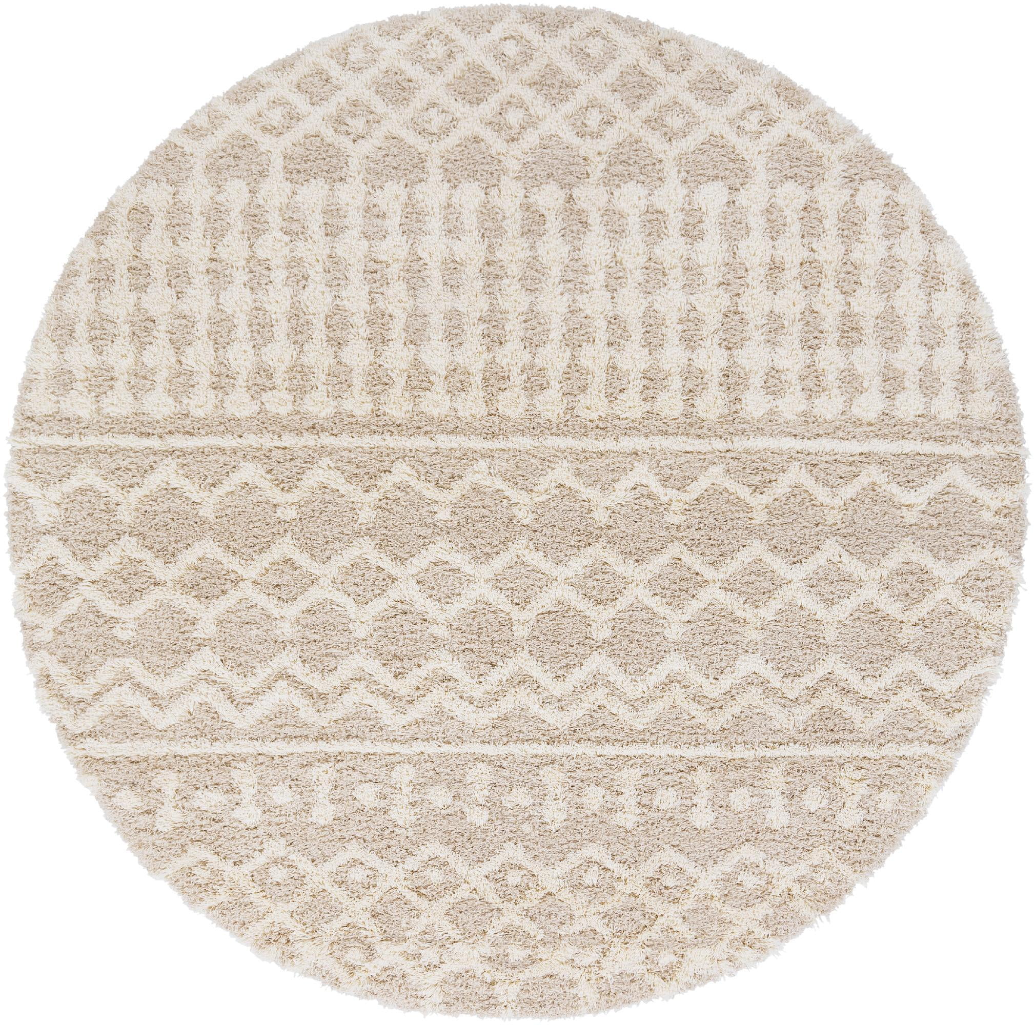 Mark&Day Area Rugs, 8ft Round Carter Global Cream Beige Area Rug (7'10