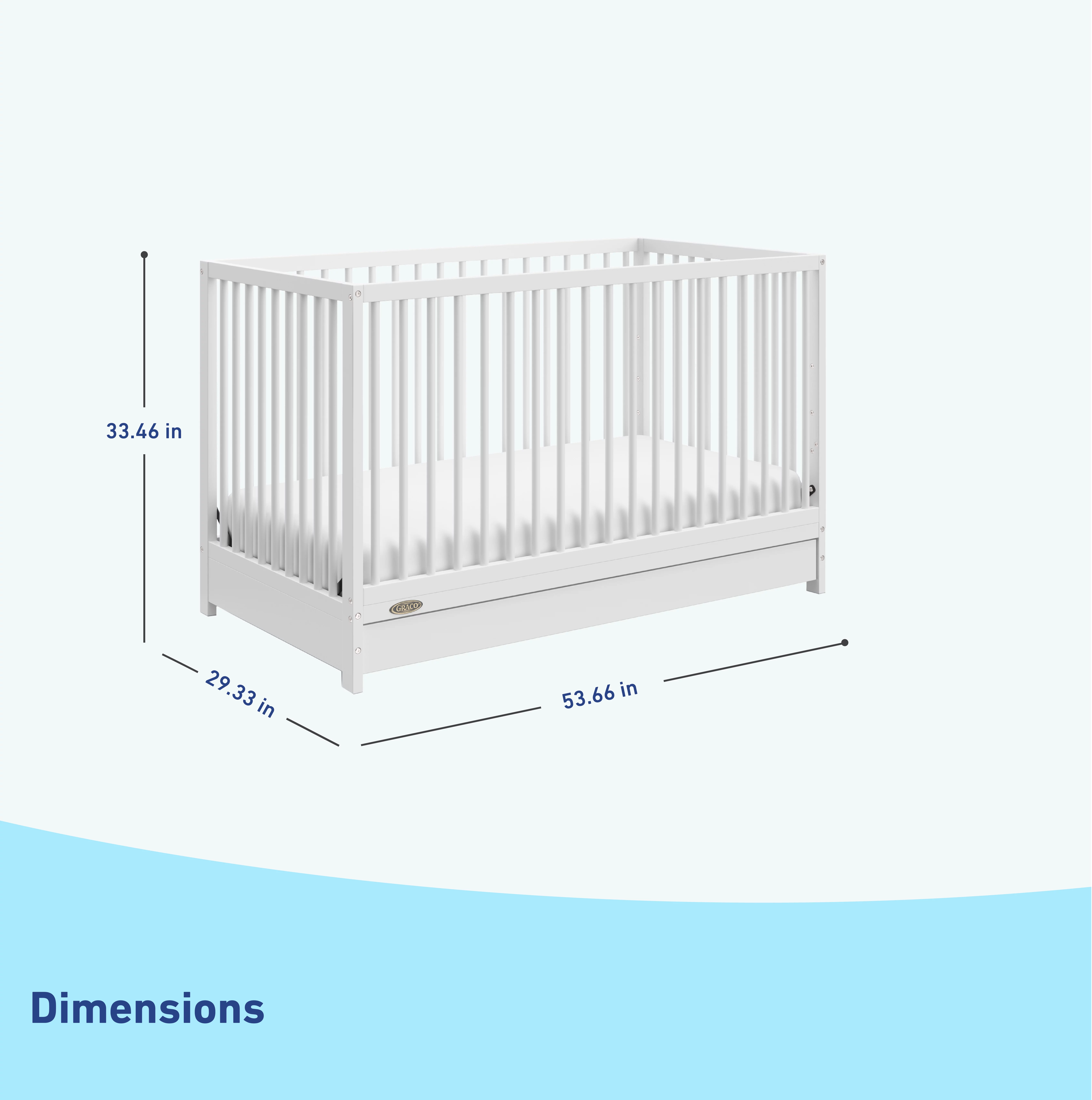 Graco Teddi 5-in-1 Convertible Baby Crib with Drawer, White