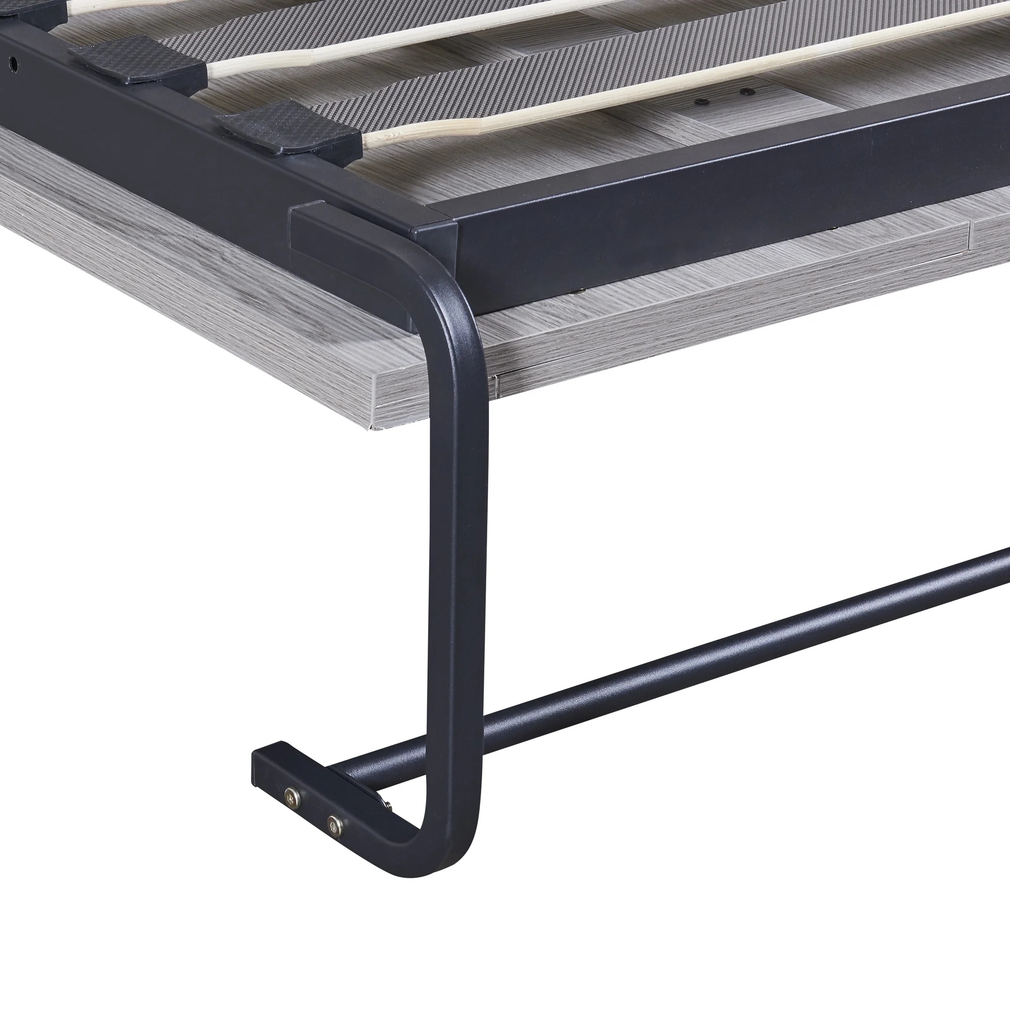 Euroco Pine Wood Full Size Murphy Bed, Convertible Wall Bed into A Cabinet, Gray