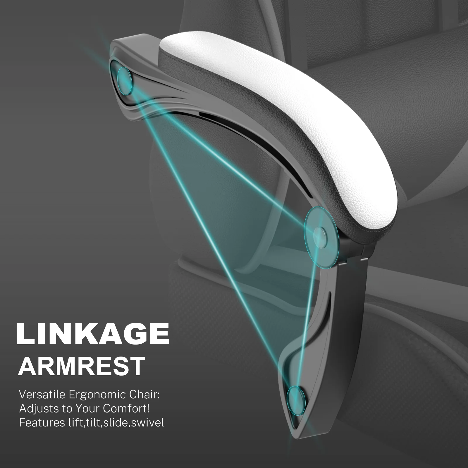 Soontrans Gaming Office Chair with Footrest, Ergonomic Leather Massage Game Chair with Lumbar Support & Headrest, White