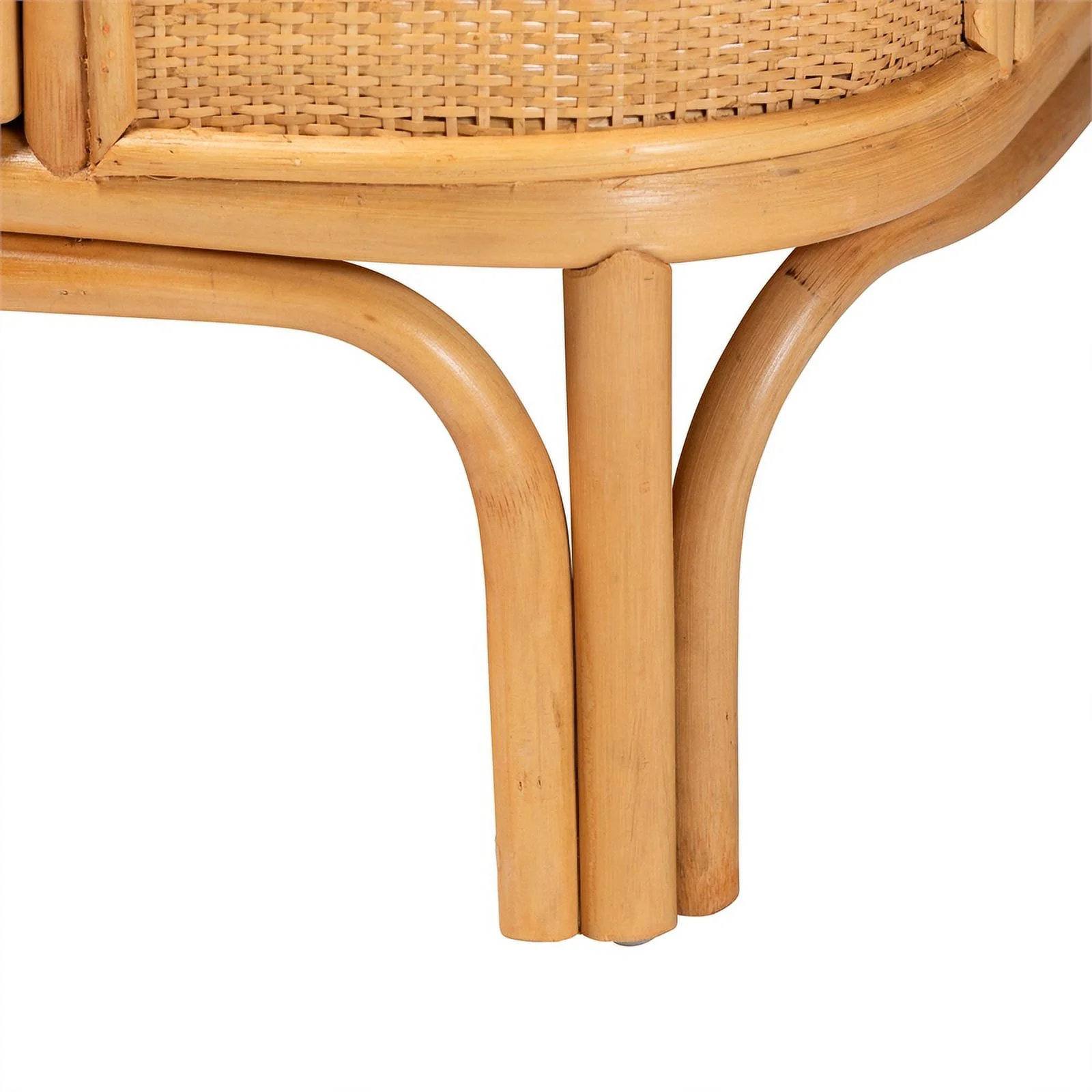 Pemberly Row Modern 2-Door Rattan Storage Cabinet in Natural Brown