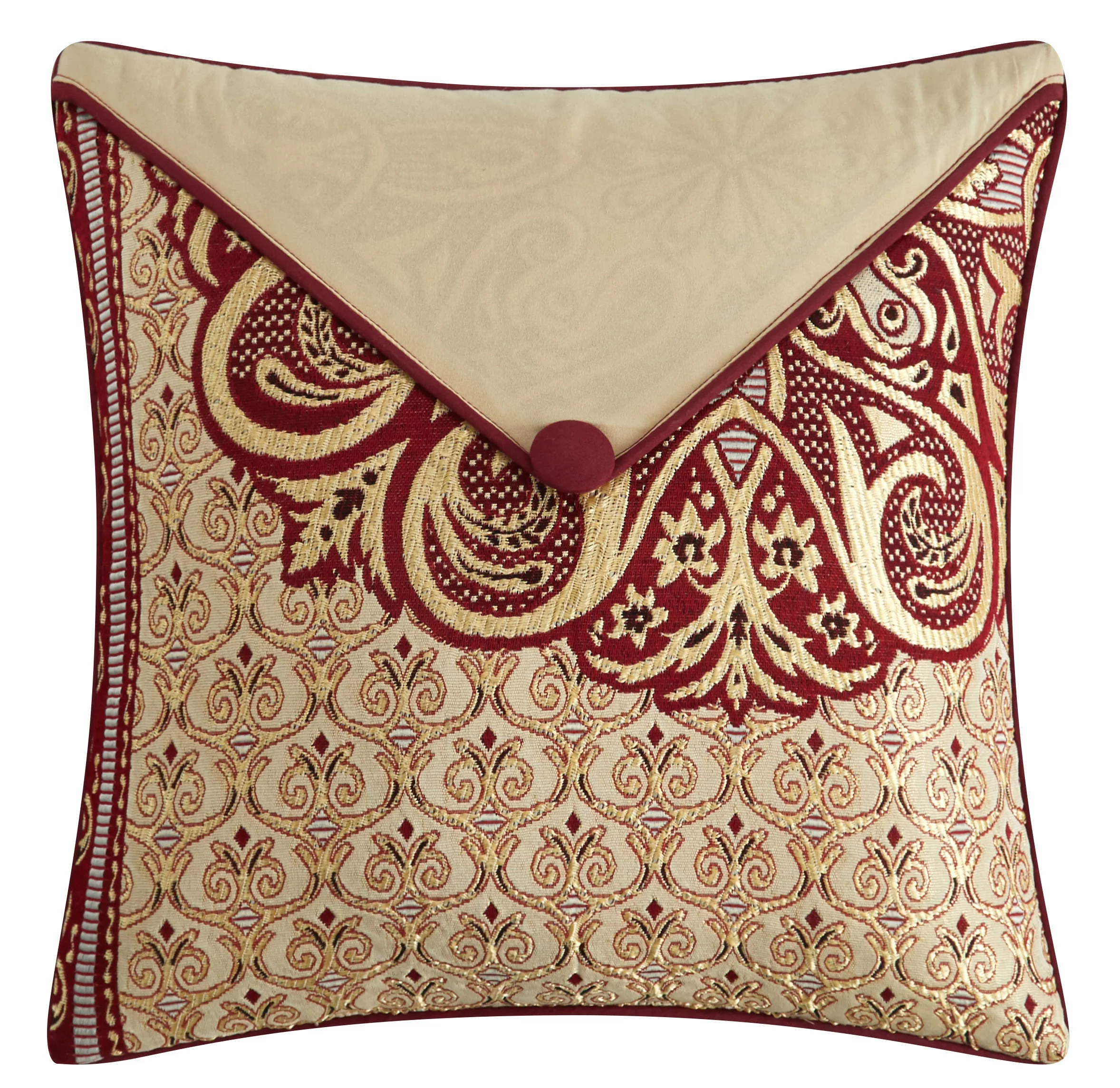 Lanco 7 Piece Comforter Sets, Burgundy Bedding Sets, Queen Size with Shams, Bed Skirt, Elegant