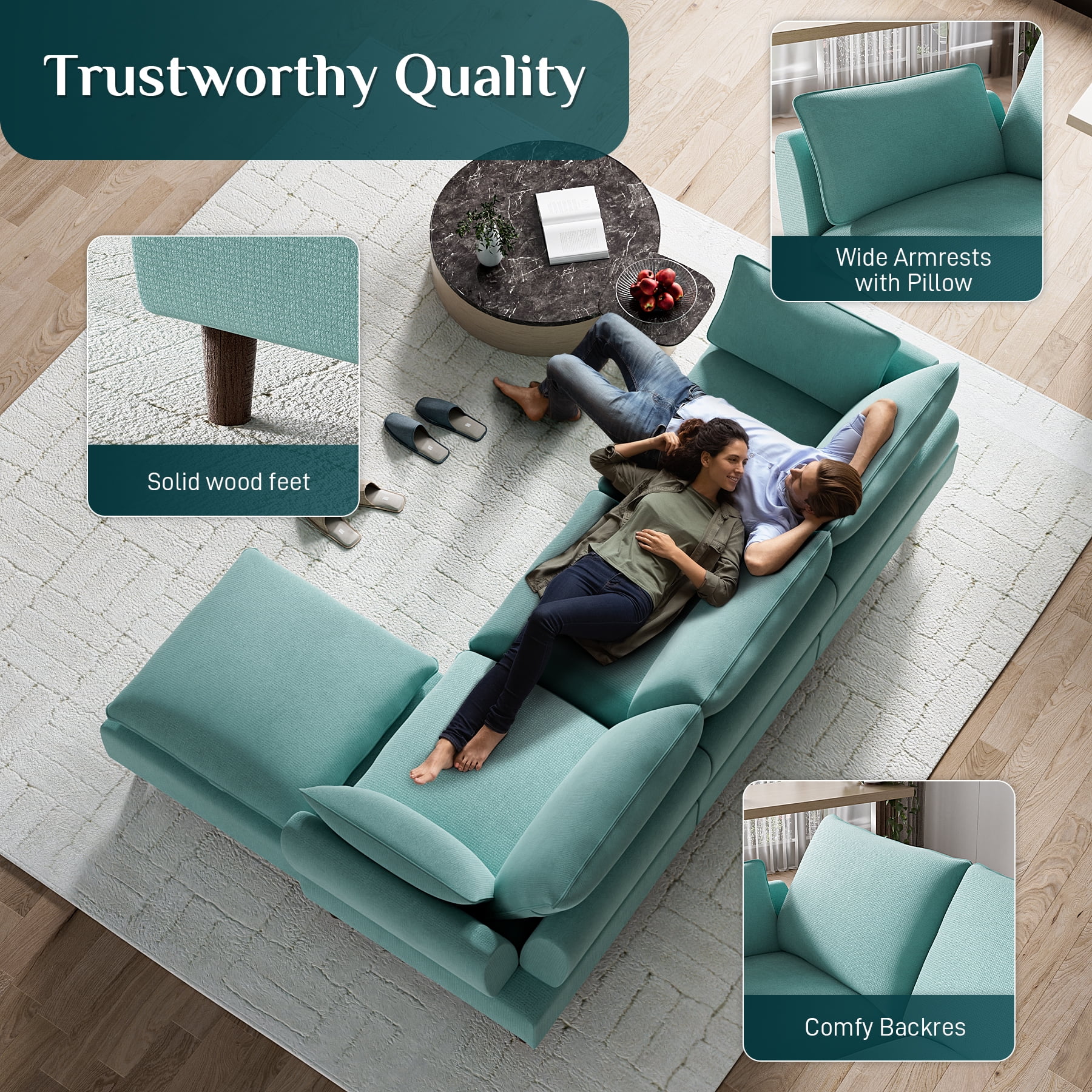 Rophefx Oversized 3-Seat Sectional Sofa 94