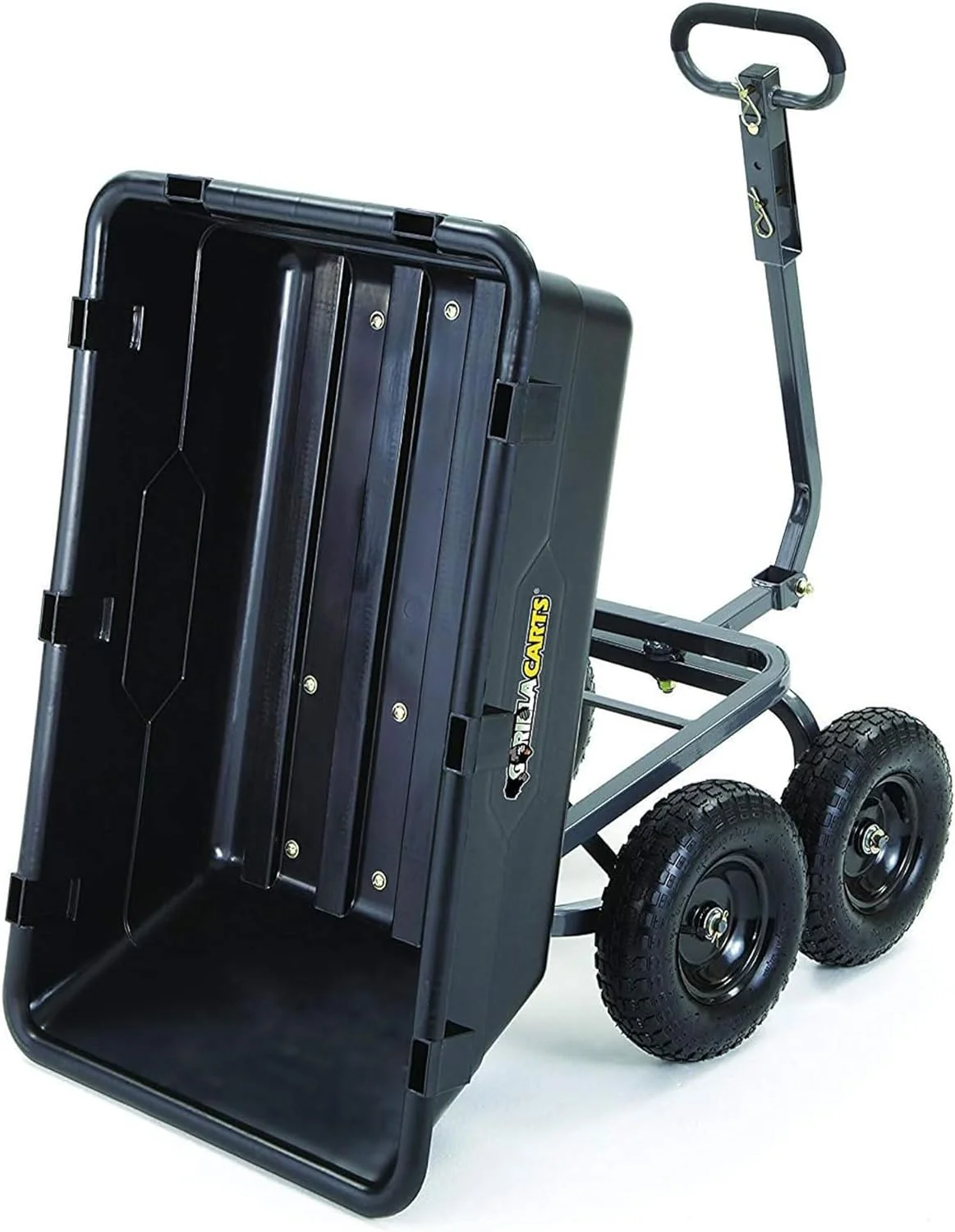 Gorilla Carts GOR6PS Heavy-Duty Poly Yard Dump Cart with 2-In-1 Convertible Handle, 1,200-Pound Capacity, Black