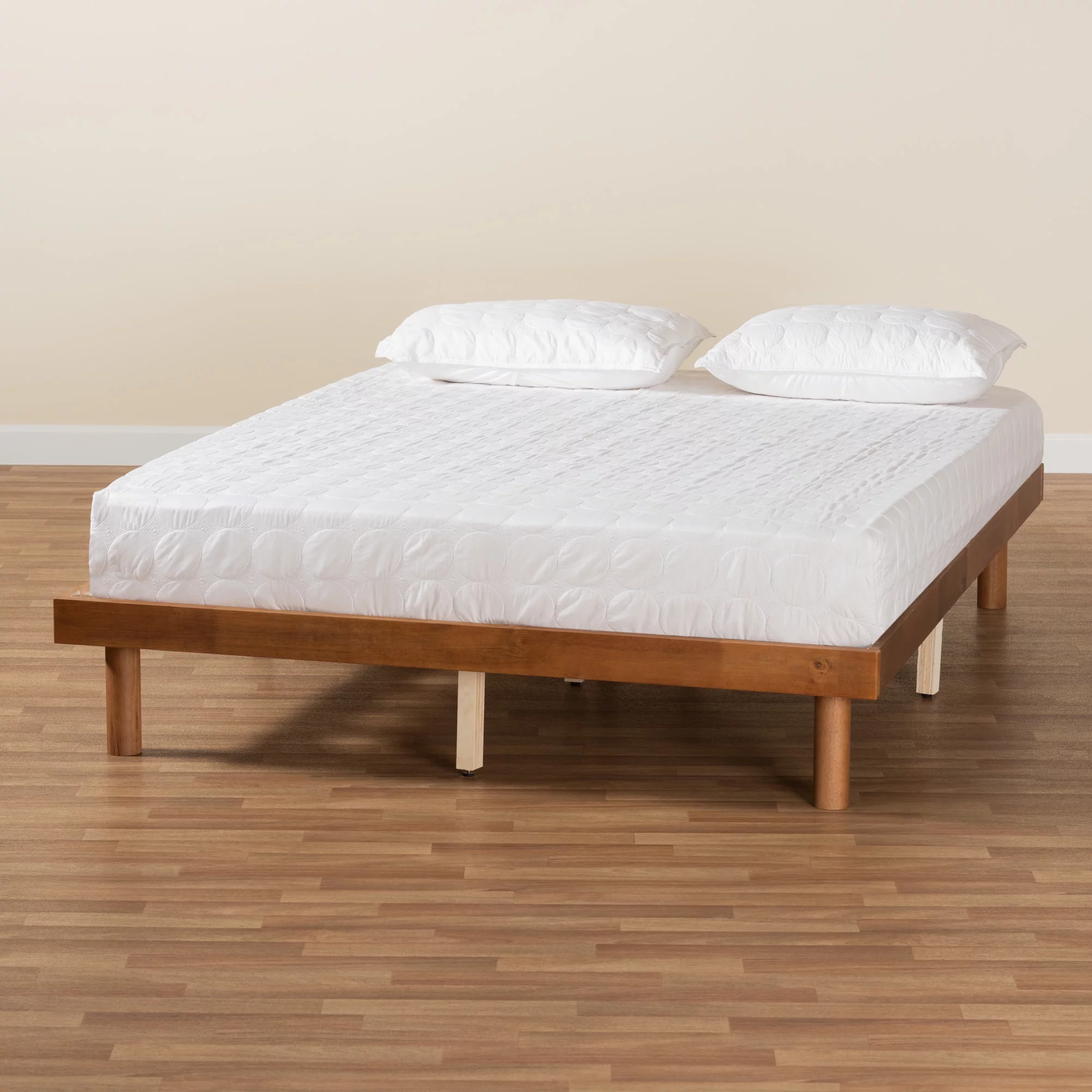Baxton Studio Winston Mid-Century Modern Walnut Brown Finished Wood Full Size Platform Bed frame