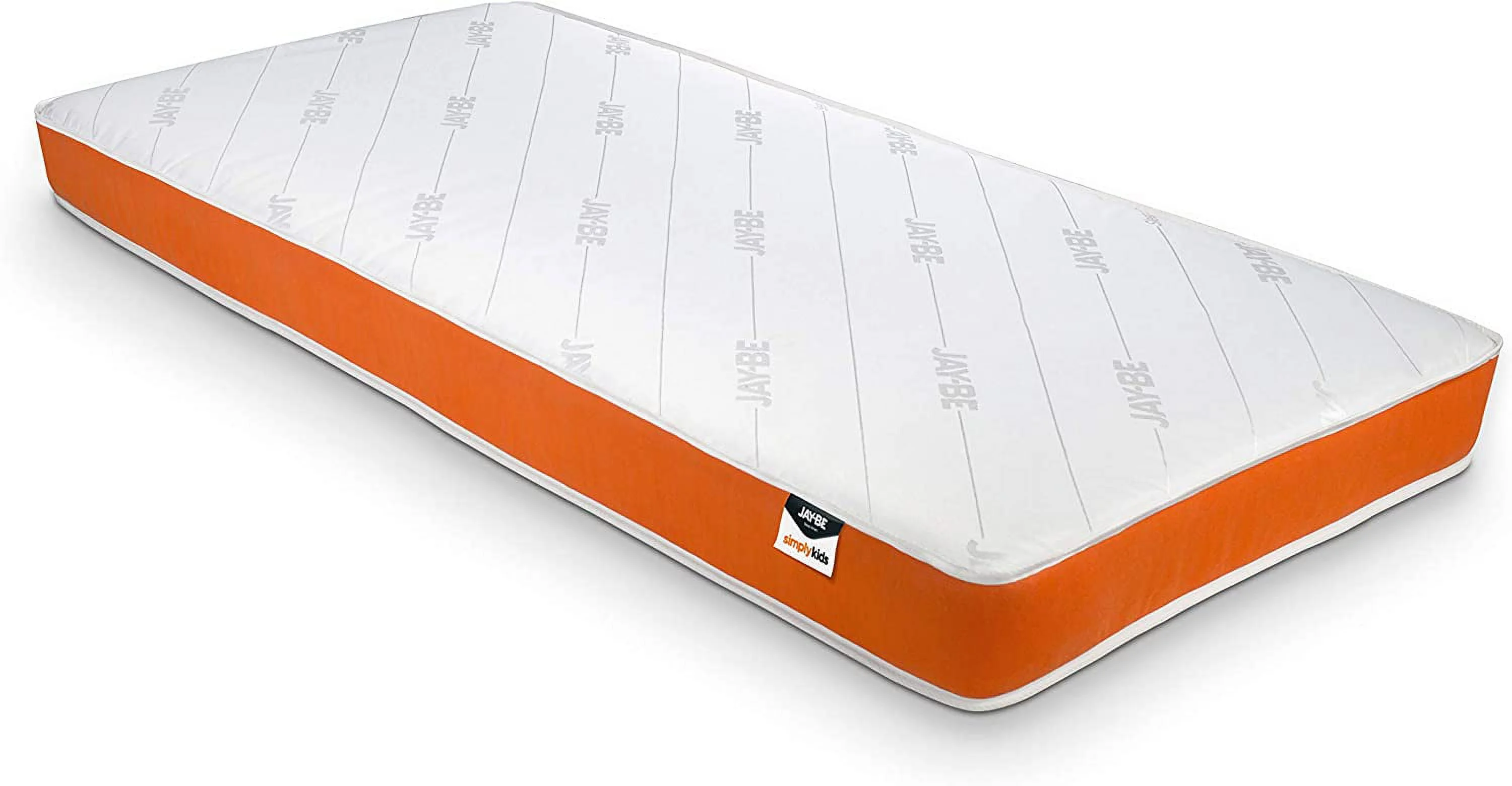 Mattress Simply Kids Sprung Mattress  Bed in a Box - Foam Free - Twin Single  White and Orange