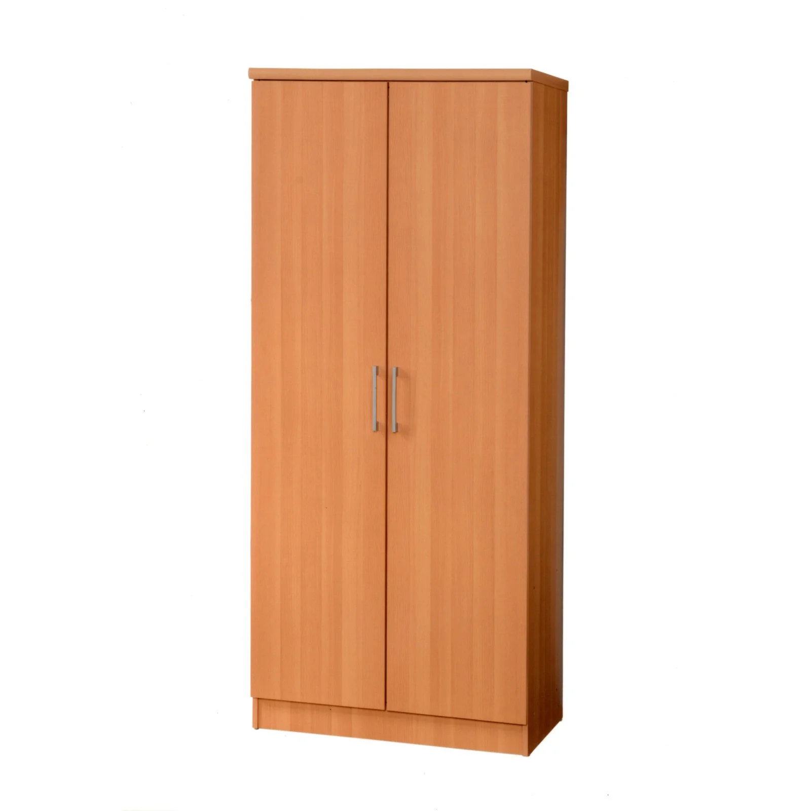 Hodedah 2 Door Wooded Armoire with 4 Shelves in Beige Finish