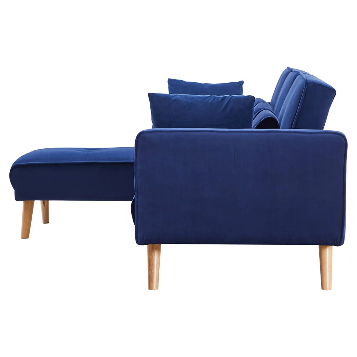 Modern Velvet L-Shaped Sectional Sofa Bed, Convertible Folding Sleeper Futon Couch with Chaise Lounge and Pillows for Living Room Office Apartment