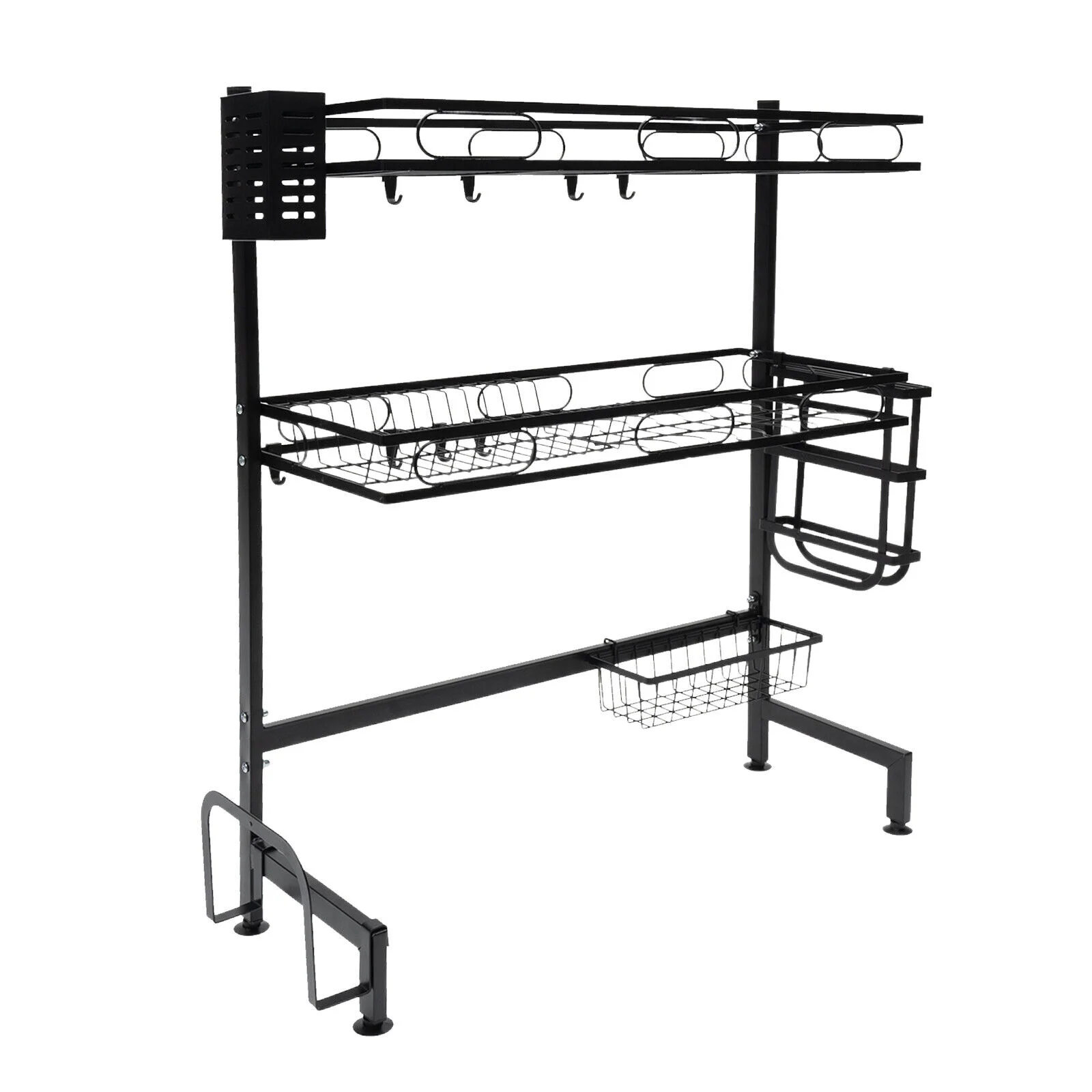 2-tiers Over-the-sink Adjustable Large 24.4'' Dish Drying Rack Large Drainage Multifunctional Kitchen Rack