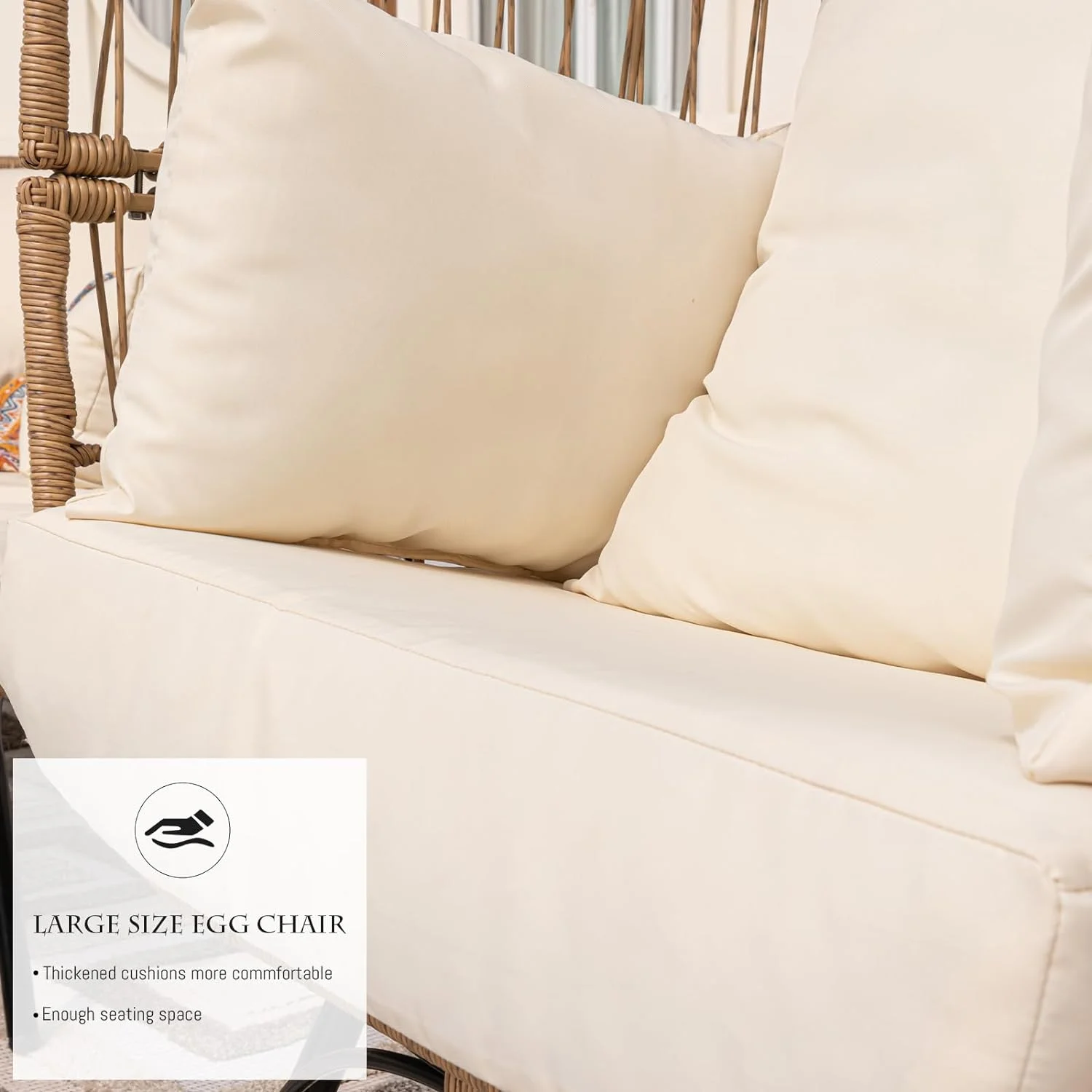 NICESOUL Outdoor Patio Lounge Chair Boho Stationary Wicker Yellow Egg Chair for Indoor Living Room 440lb