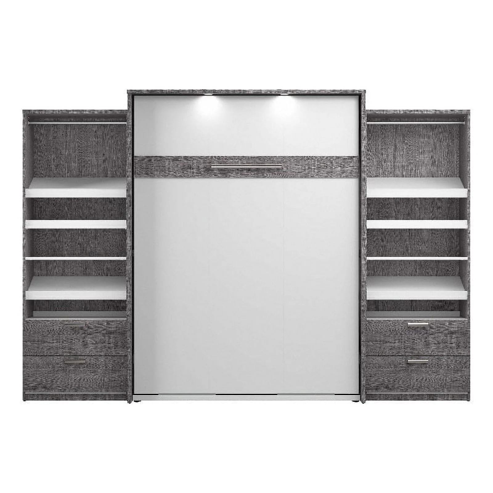 Atlin Designs Wood Queen Murphy Bed with Closet Organizers in Gray/White
