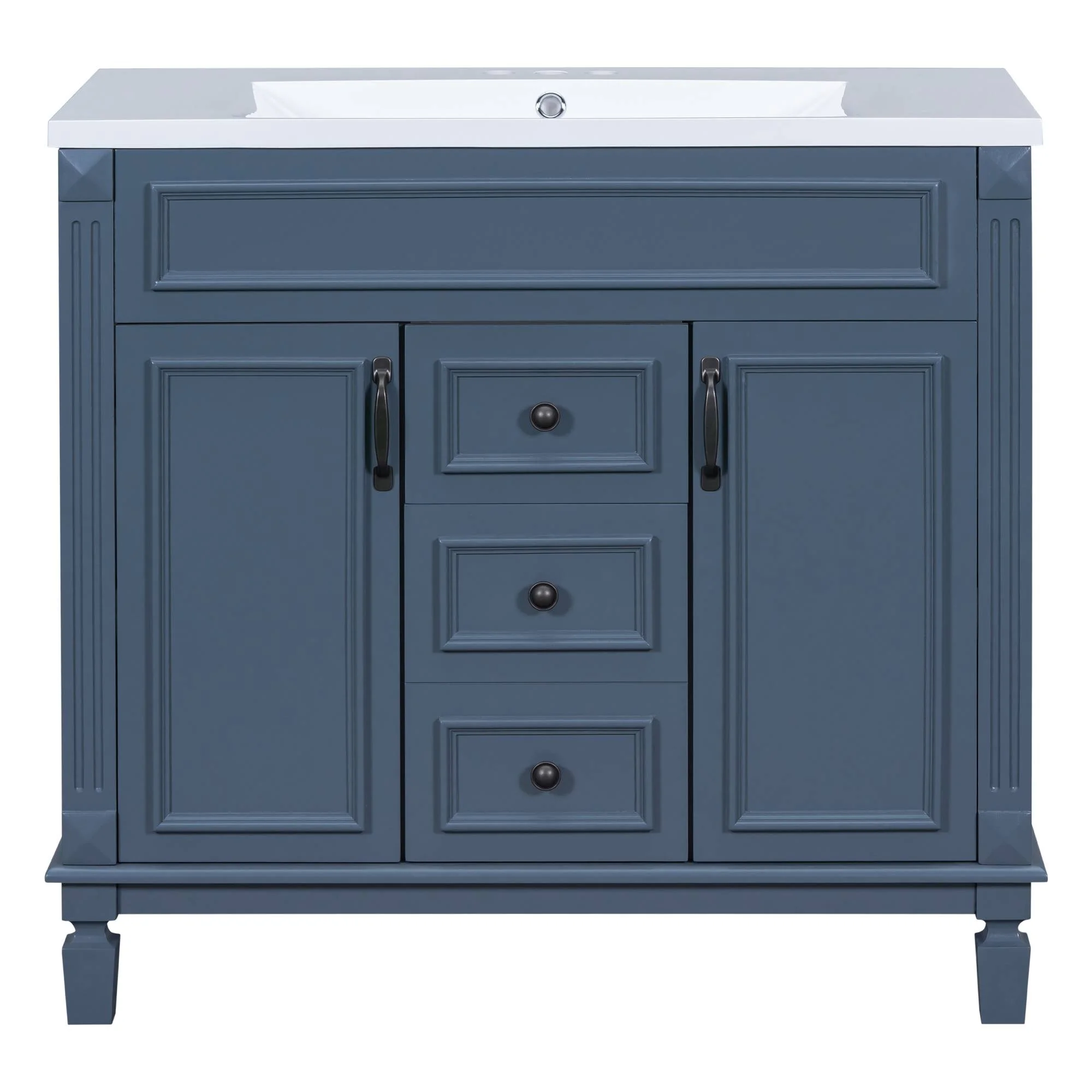 36'' Bathroom Vanity with Top Sink Modern Bathroom Storage Cabinet with 2 Drawers