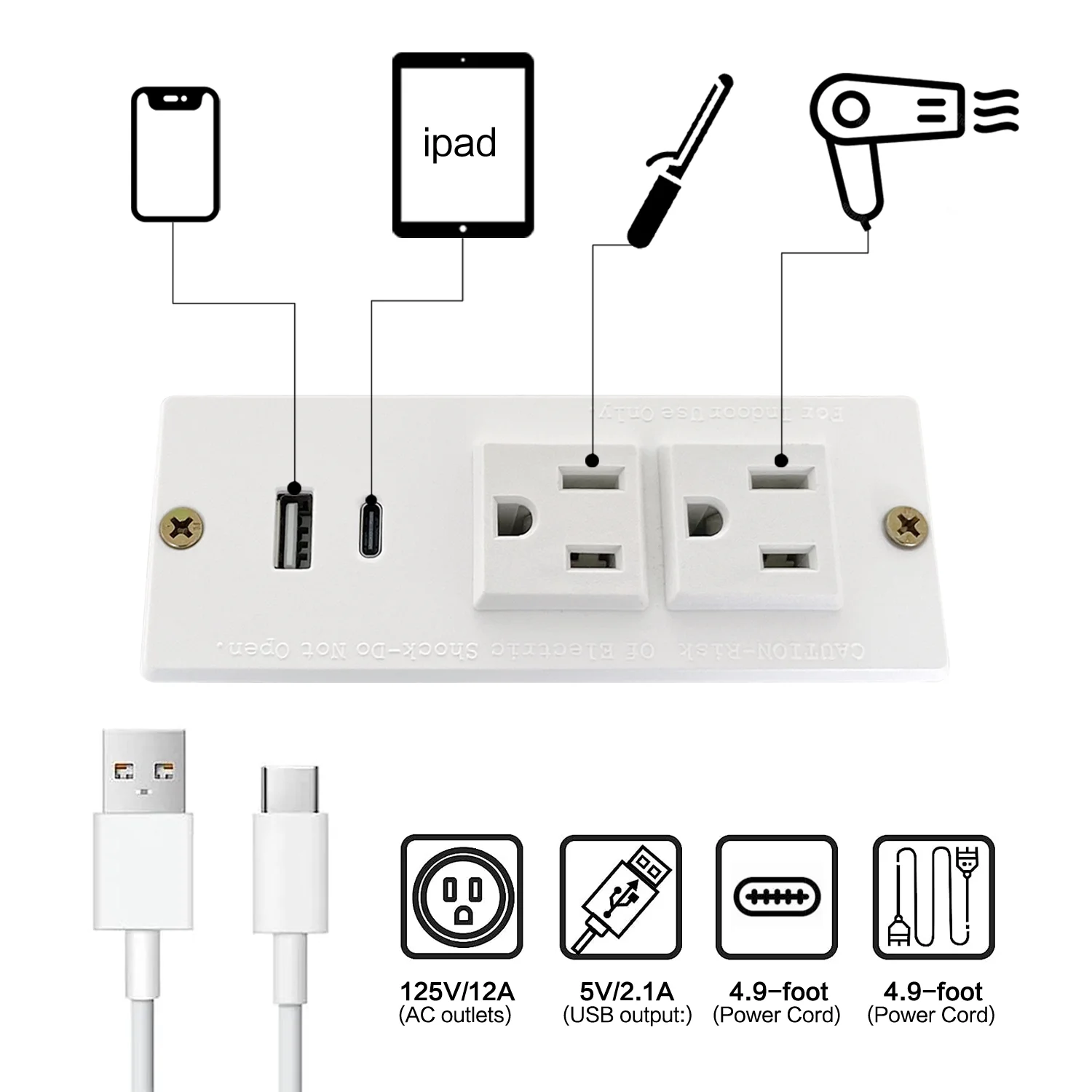 Modern Vanity Desk with Lighted Mirror, Desk Makeup Dressing Table with Power Strip, 12 LED Lights, 1 Large Drawers, Writing Desk with 3-Sectio Storage Shelves for Bedroom
