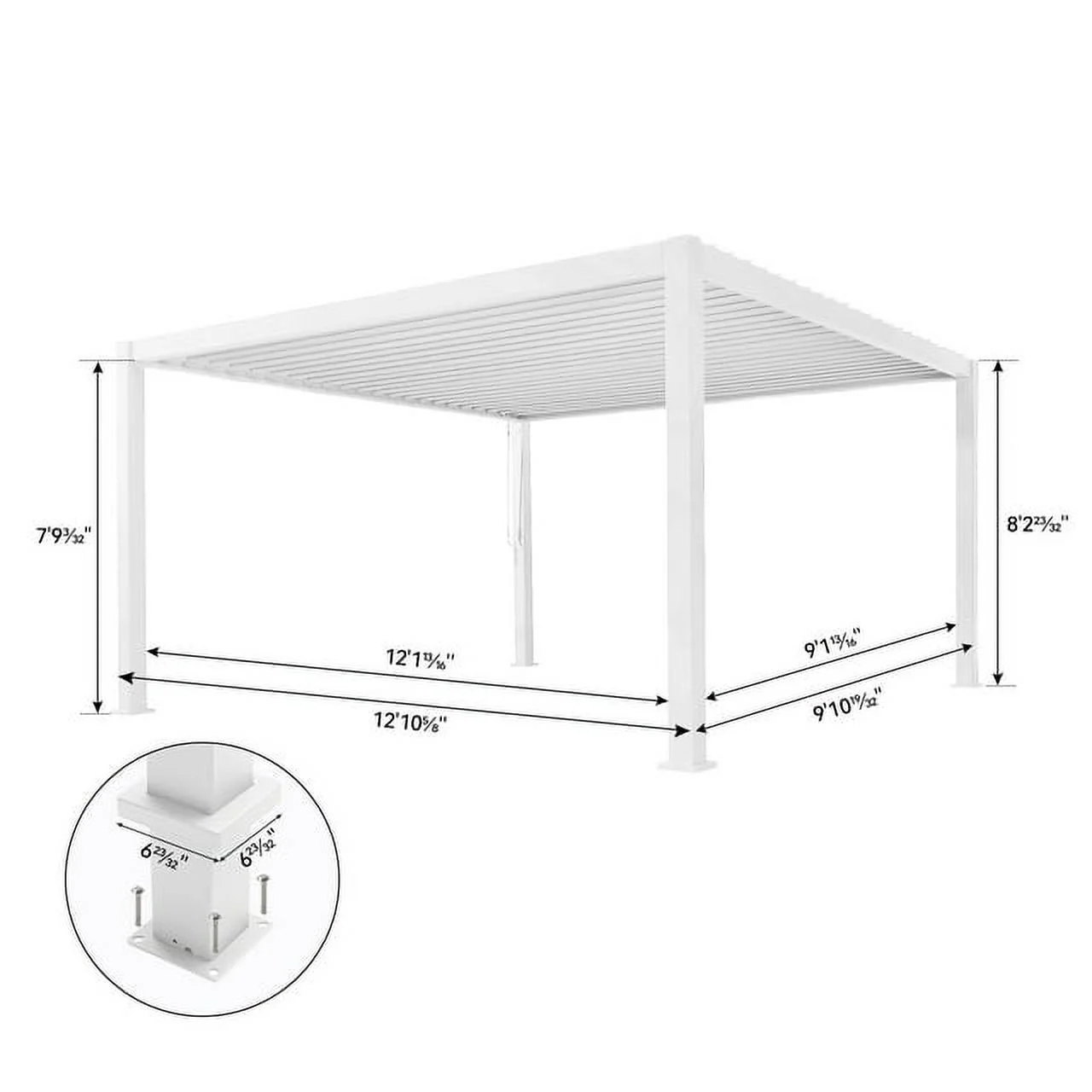 MIRADOR 111S 10x13 ft Outdoor Louvered Pergola, Aluminum Hardtop Gazebo w/ Adjustable Roof, White
