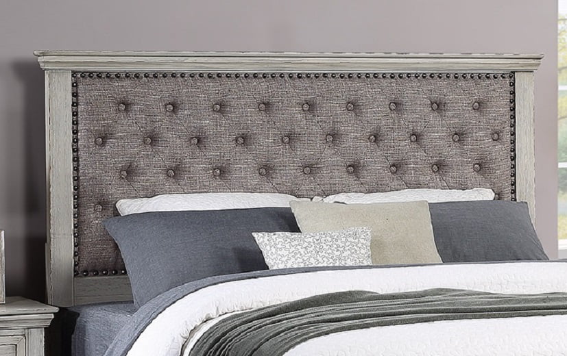 Transitional Bedroom White Finish 5pc Bedroom Set Eastern King Size Bed Dresser Mirror 2x Nightstands Furniture