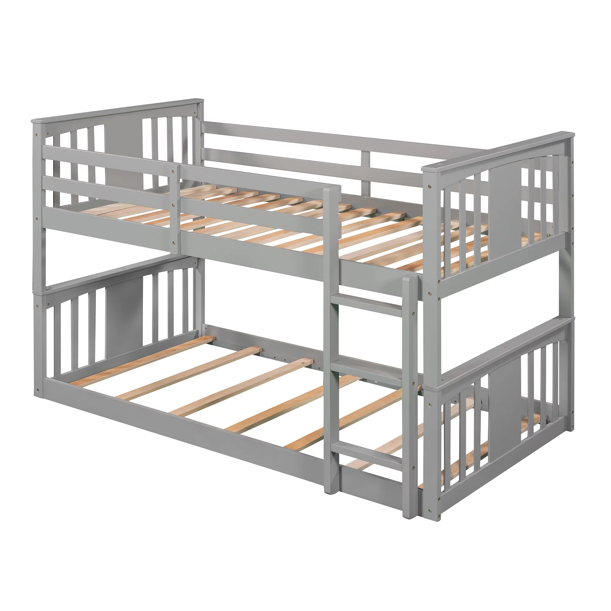 Gray Twin Over Twin Bunk Bed with Ladder
