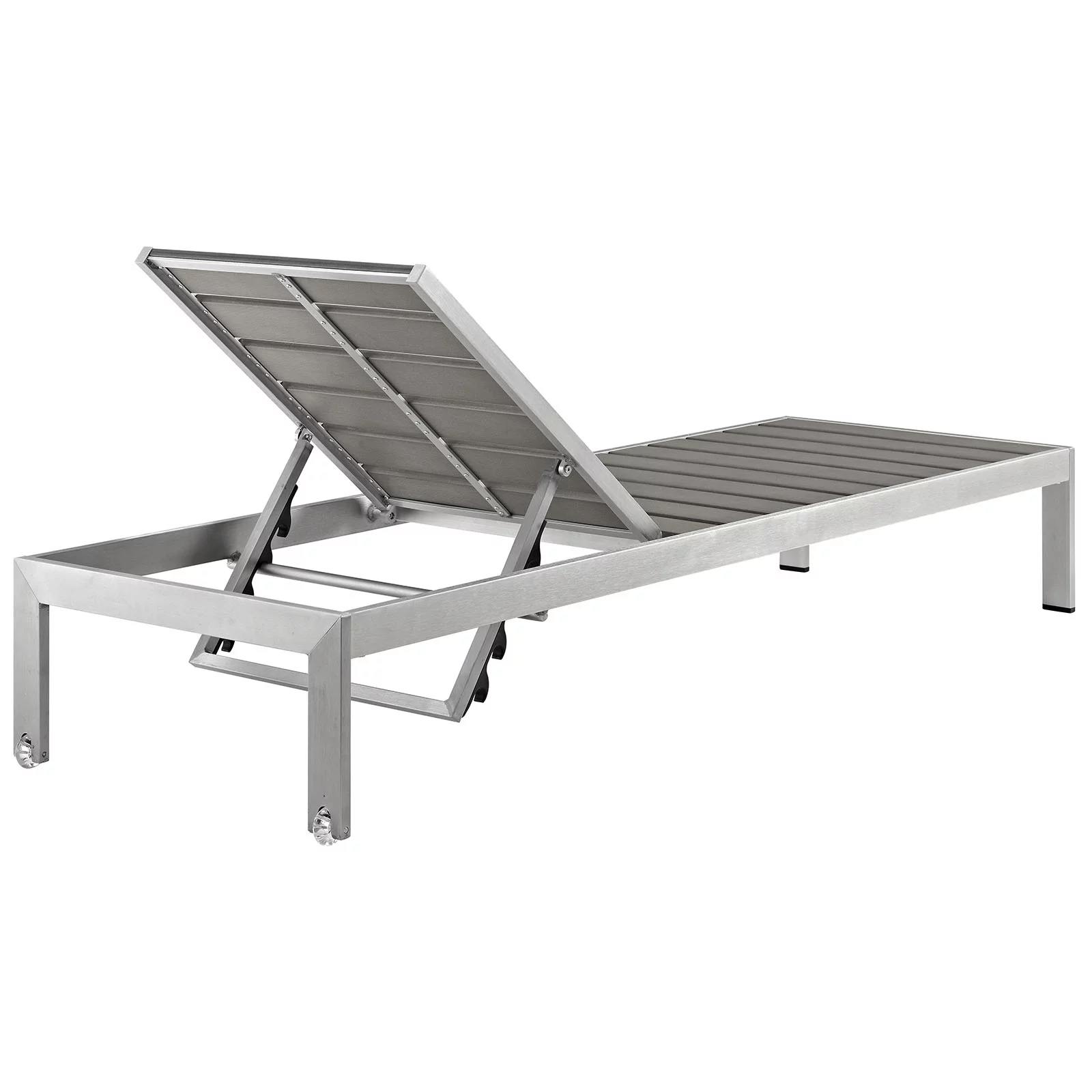 Modway Shore Chaise Outdoor Patio Aluminum Set of 6 in Silver Gray