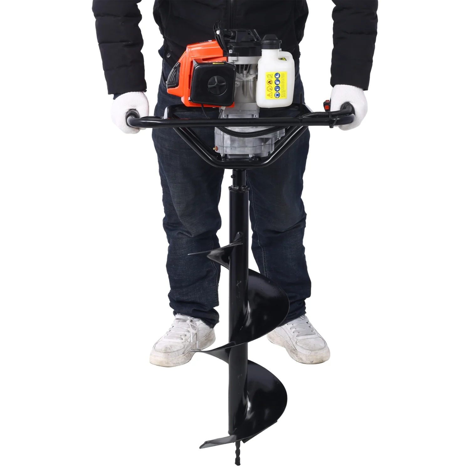 Powerful 2.7HP Gas-Powered 63cc 2-Stroke Auger Post Hole Digger for Efficient Digging  EPA Certified with 3/4” Drill Shaft Size. Includes L4”  L6”  L8”  and L12” Drill Bits  as well as Ex