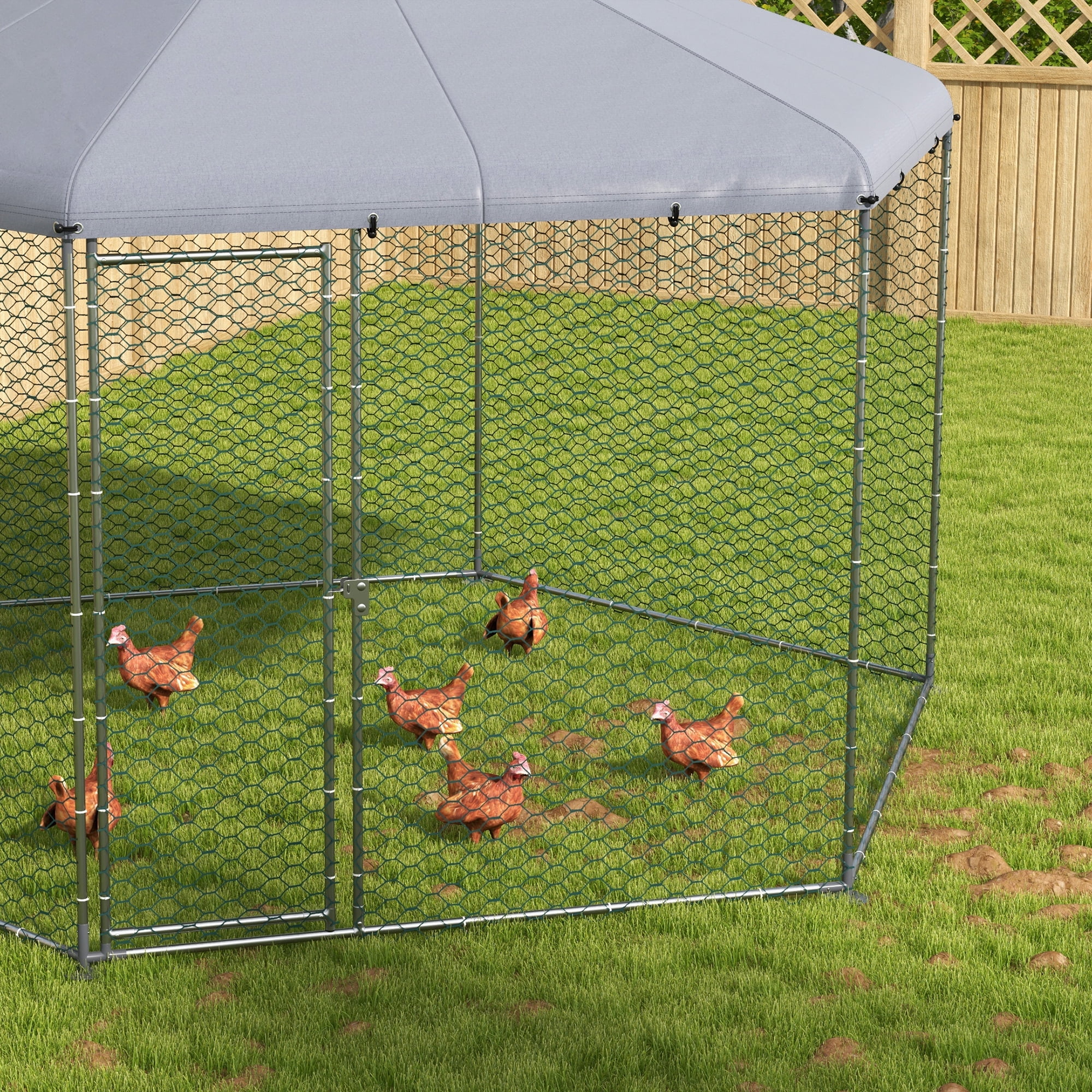 PawHut 13.1 ft x 11.4 ft Chicken Coop for 10-15 Chickens, Ducks, Rabbits