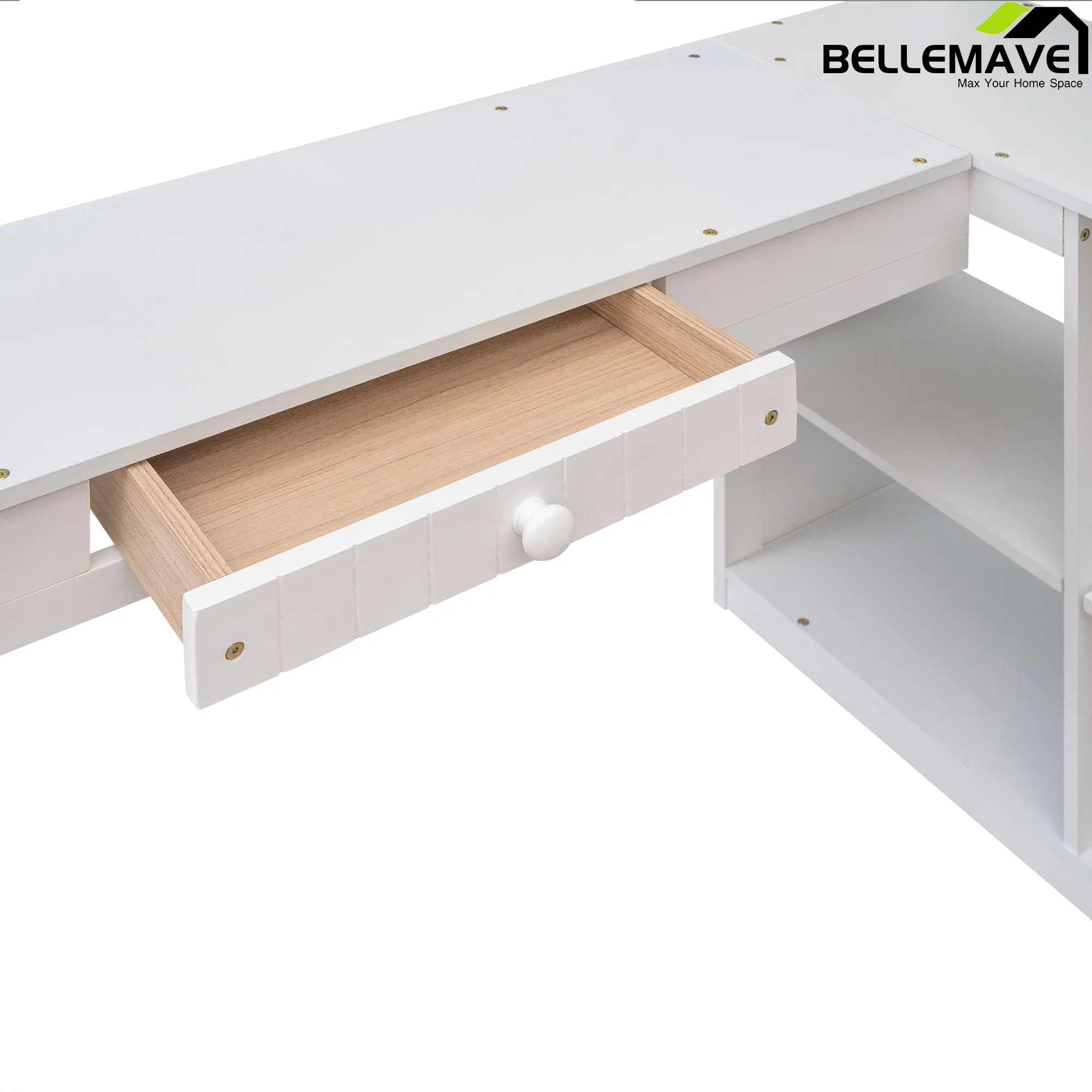 Bellemave Twin Size High Loft Bed with Desk and Drawers for Kids,Wooden Loft Bed Frame with Bookcase Shelves and Storage Cabinet for Kids,Teens,Adults,White