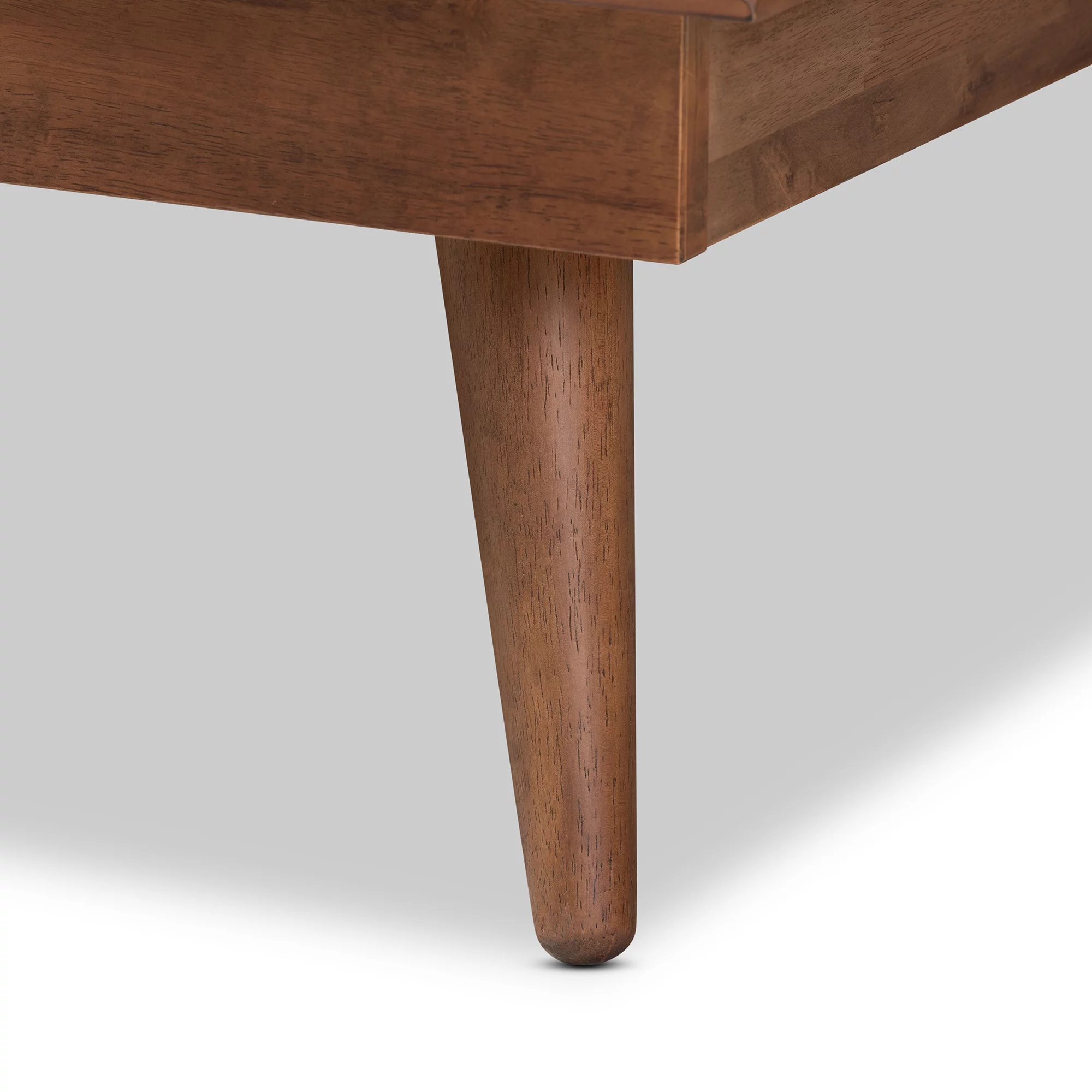 Baxton Studio Nura Mid-Century Modern Walnut Brown Finished Wood and Synthetic Rattan Full Size Platform Bed